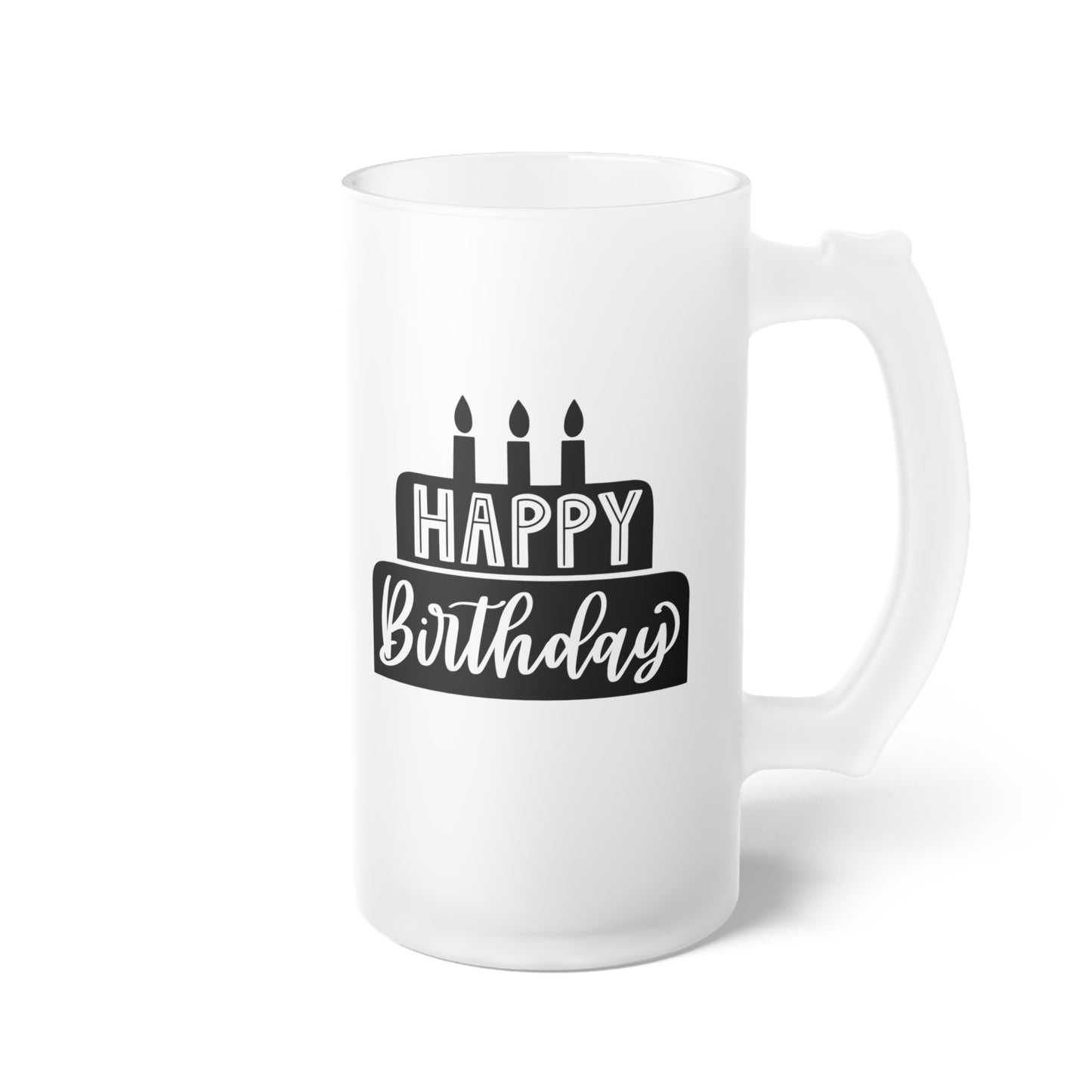 Happy Birthday Frosted Glass Beer Mug
