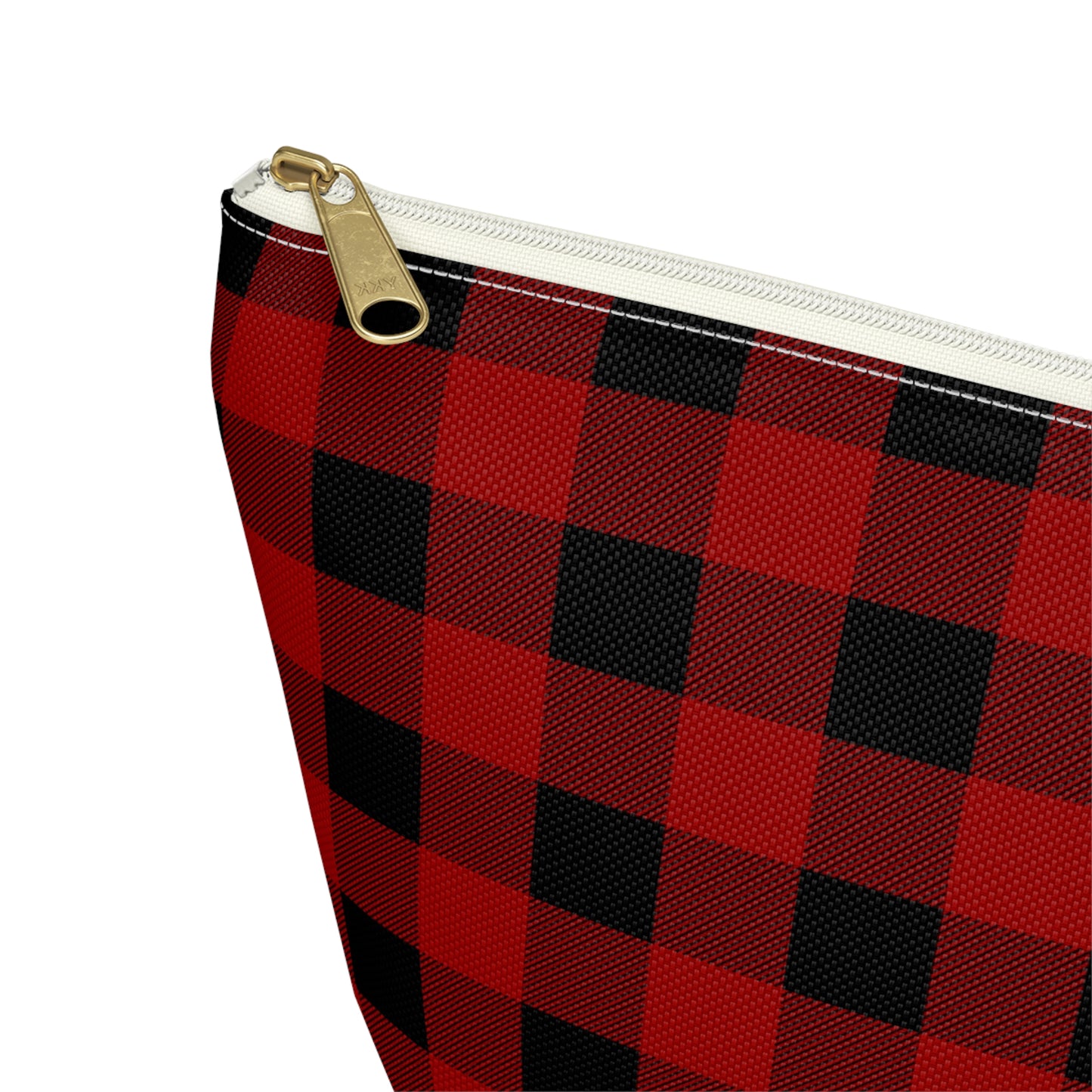 Red and Black Buffalo Plaid/Checkered Print Design Accessory Pouch w T-bottom