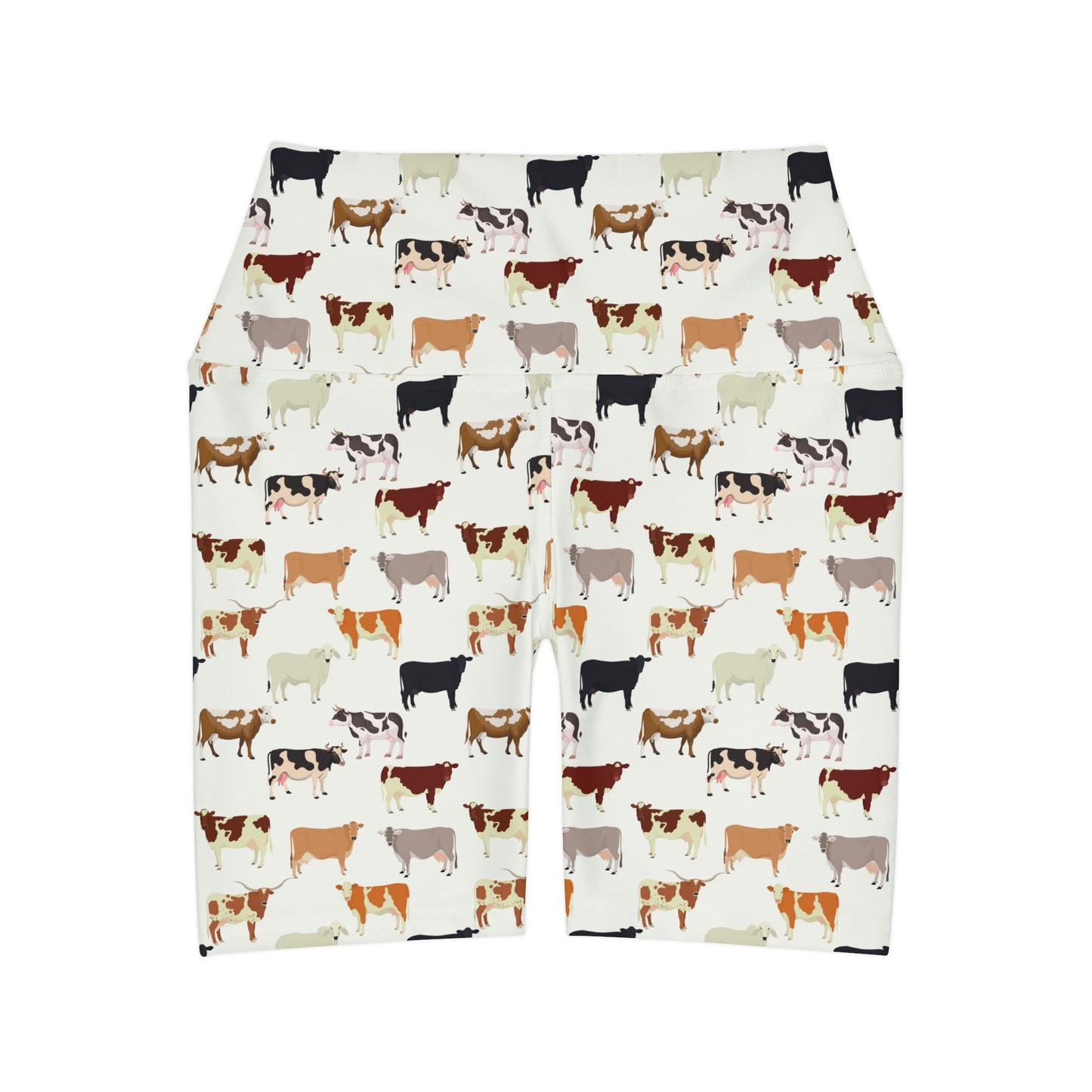 Many Cow Breed Patterned Yoga Shorts
