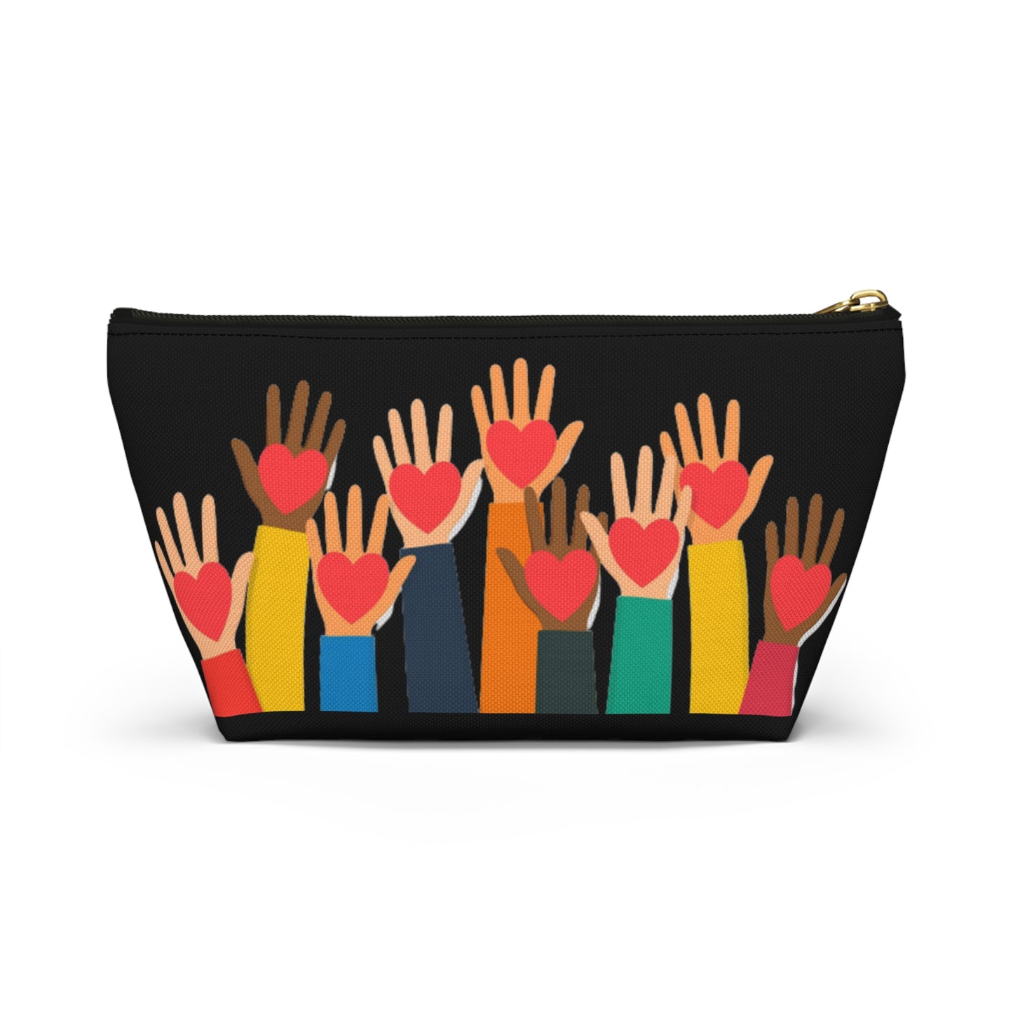 Hearts Hands and Love Print Design Accessory Pouch w T-bottom
