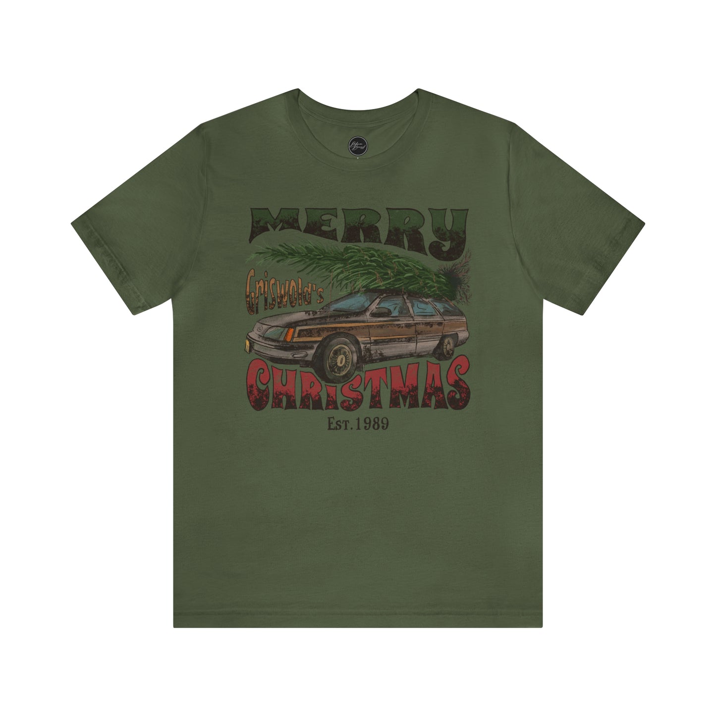 Distressed Griswold's Christmas Tree Station Wagon Holiday Bella Jersey Short Sleeve Tee (Unisex)