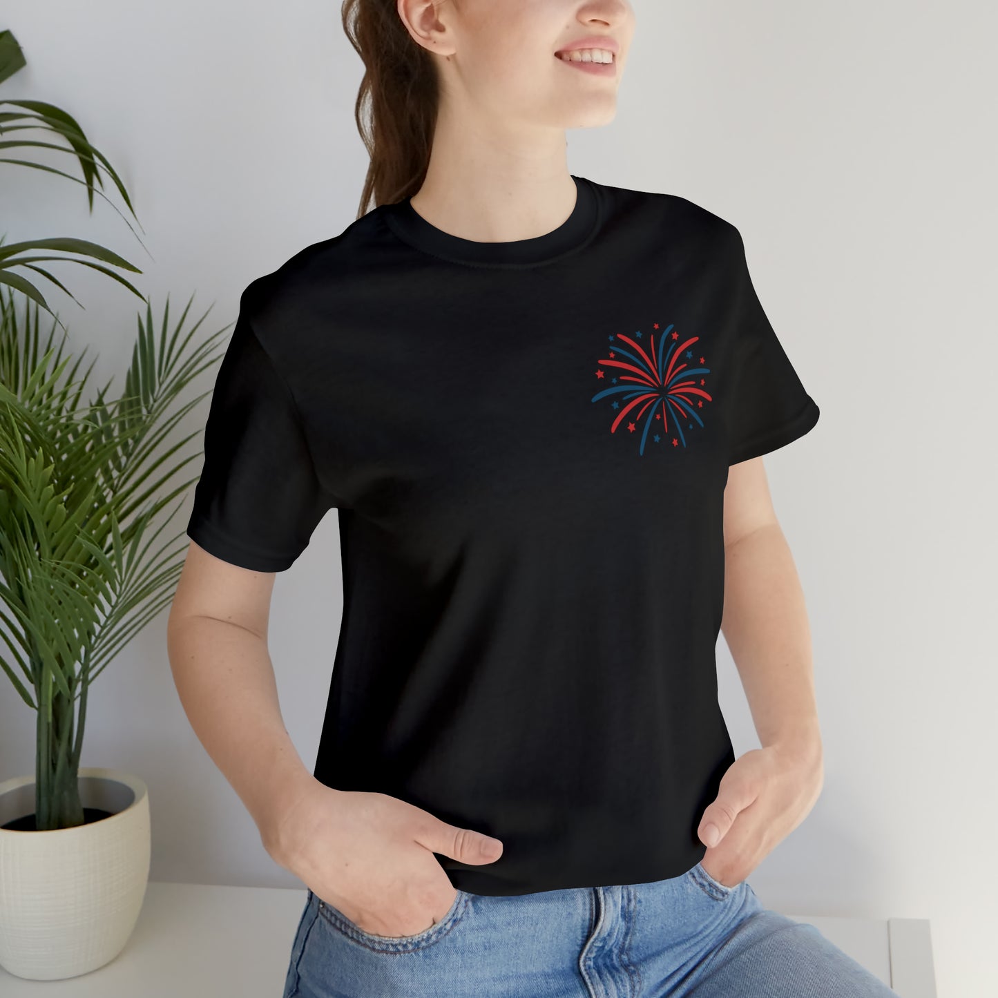 "Land of the Free Because of the Brave" Unisex Jersey Short Sleeve Tee (Front and Back Design)