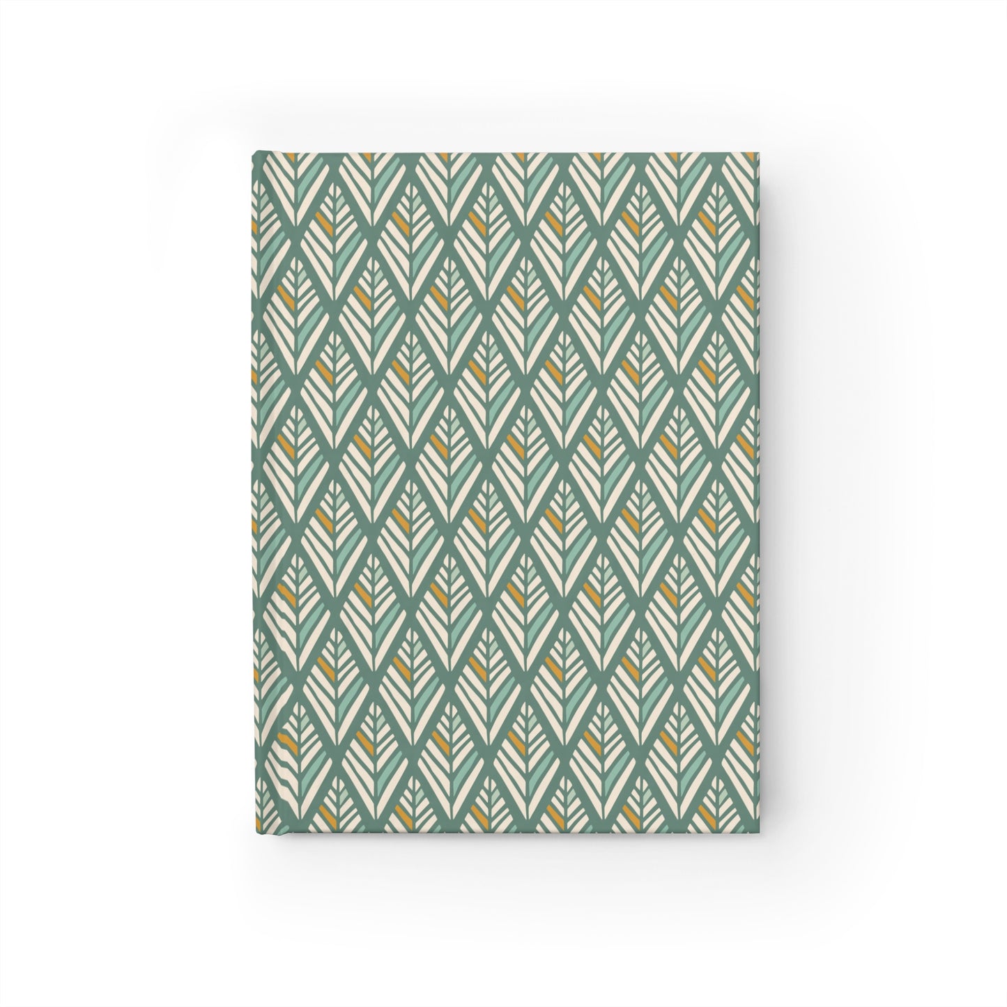 Green and Cream Boho Diamonds Pattern Journal - Blank