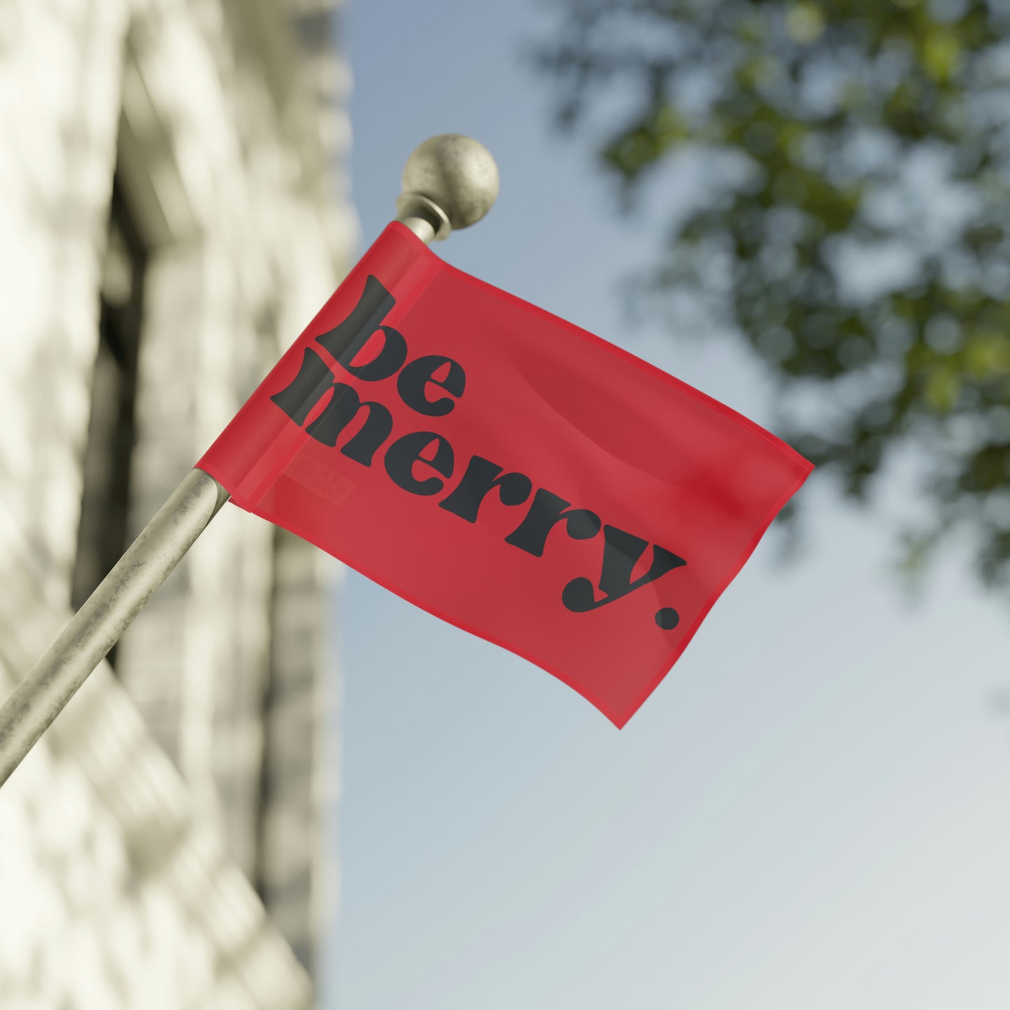 be merry Christmas Holiday Wooden Print Flag - Red