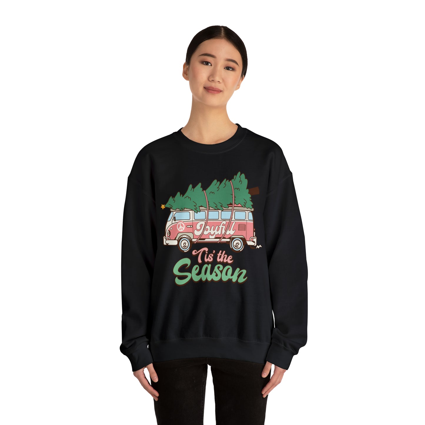 Tis the Season Retro Christmas Van Unisex Heavy Blend™ Crewneck Sweatshirt
