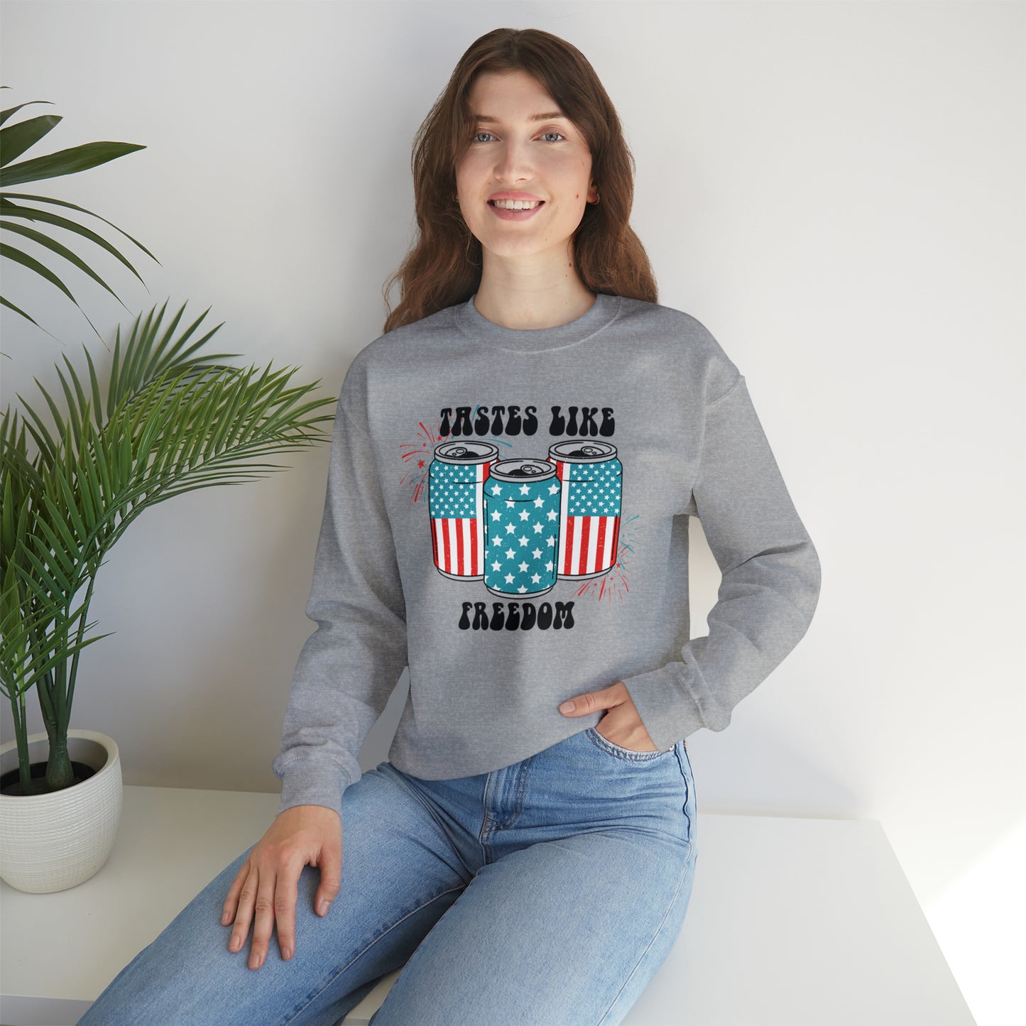 USA America Tastes Like Freedom Party Can Heavy Blend™ Crewneck Sweatshirt