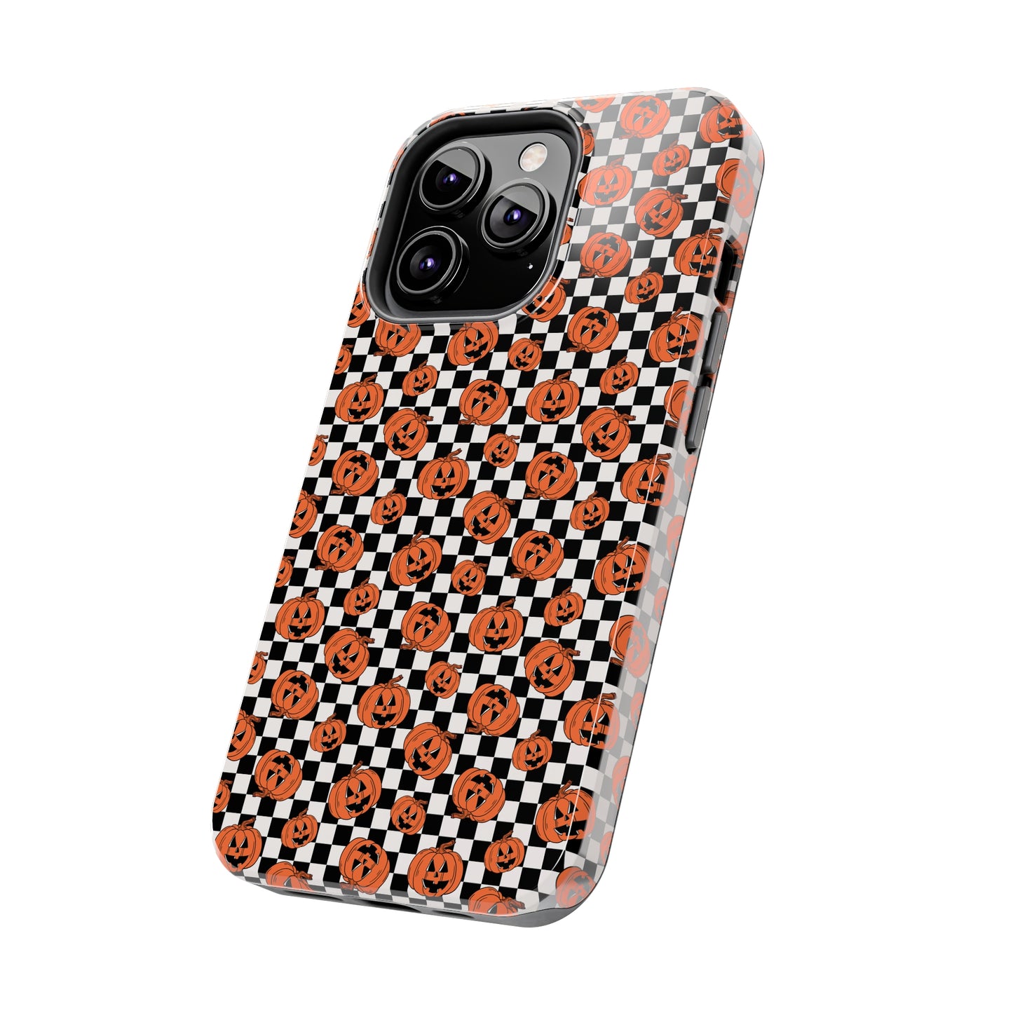 Pumpkin / Jack-O-Lantern Checkerboard Halloween/ Fall Patterned Tough Phone Cases
