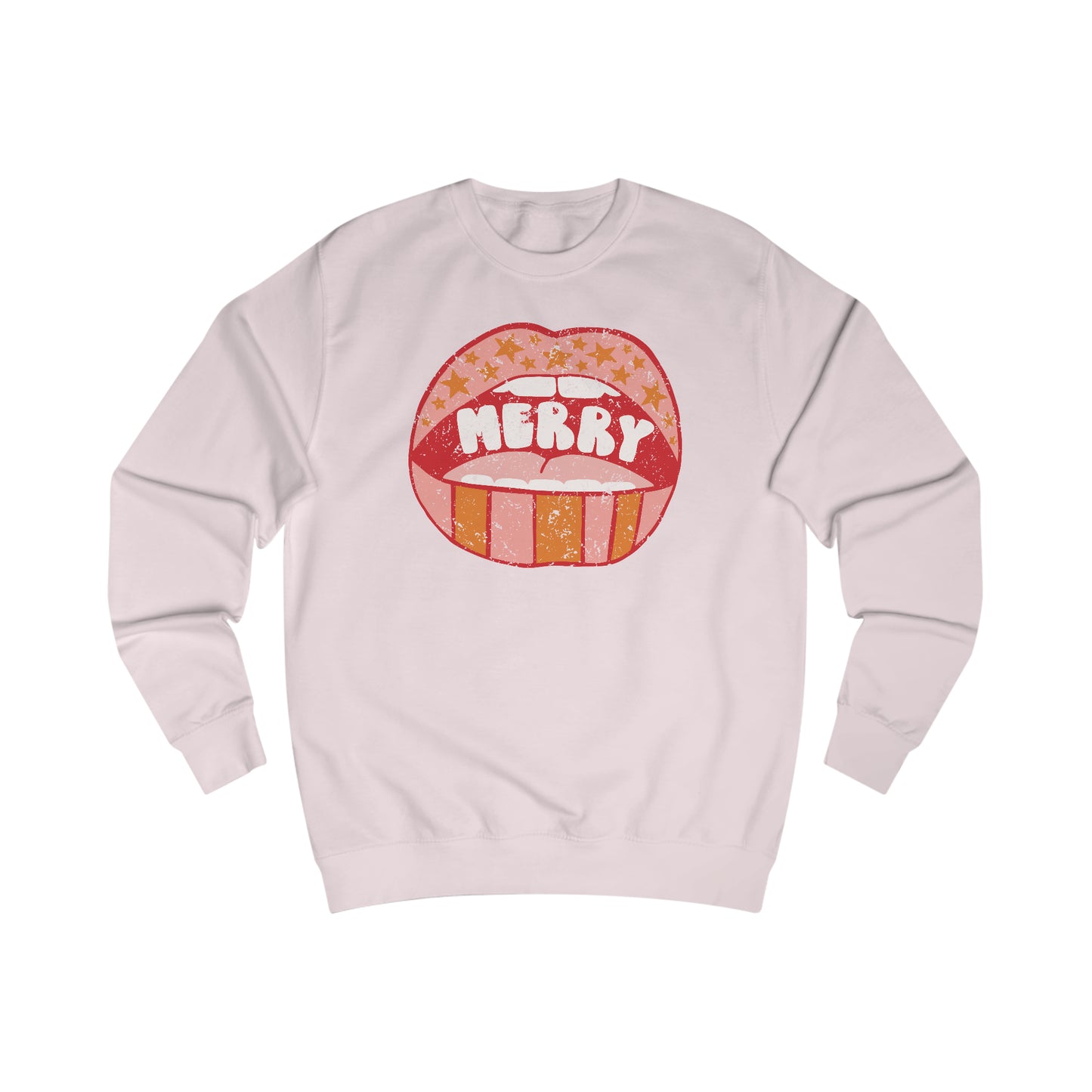 Distressed Merry Lips Unisex Heavy Blend™ Crewneck Sweatshirt - Red Print