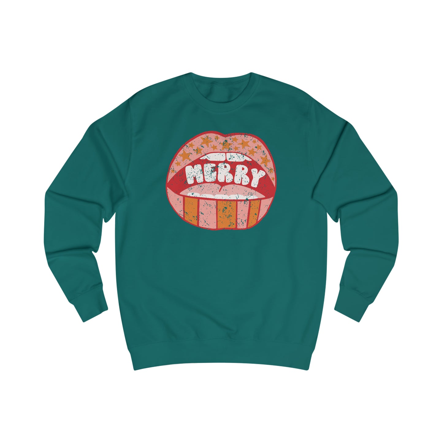Distressed Merry Lips Unisex Heavy Blend™ Crewneck Sweatshirt - Red Print