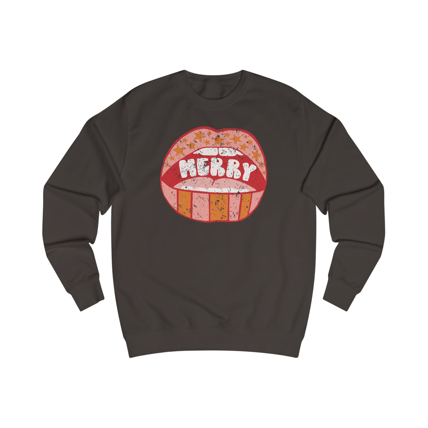 Distressed Merry Lips Unisex Heavy Blend™ Crewneck Sweatshirt - Red Print