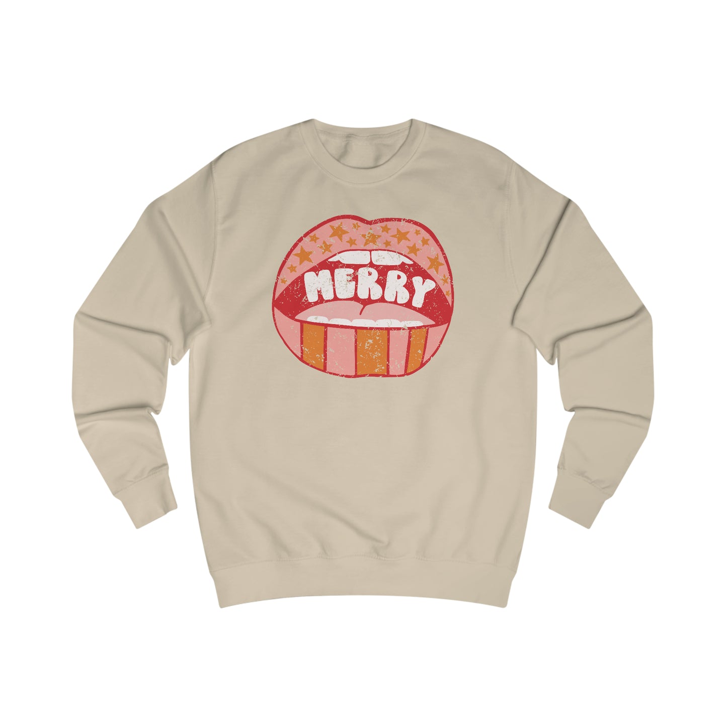 Distressed Merry Lips Unisex Heavy Blend™ Crewneck Sweatshirt - Red Print