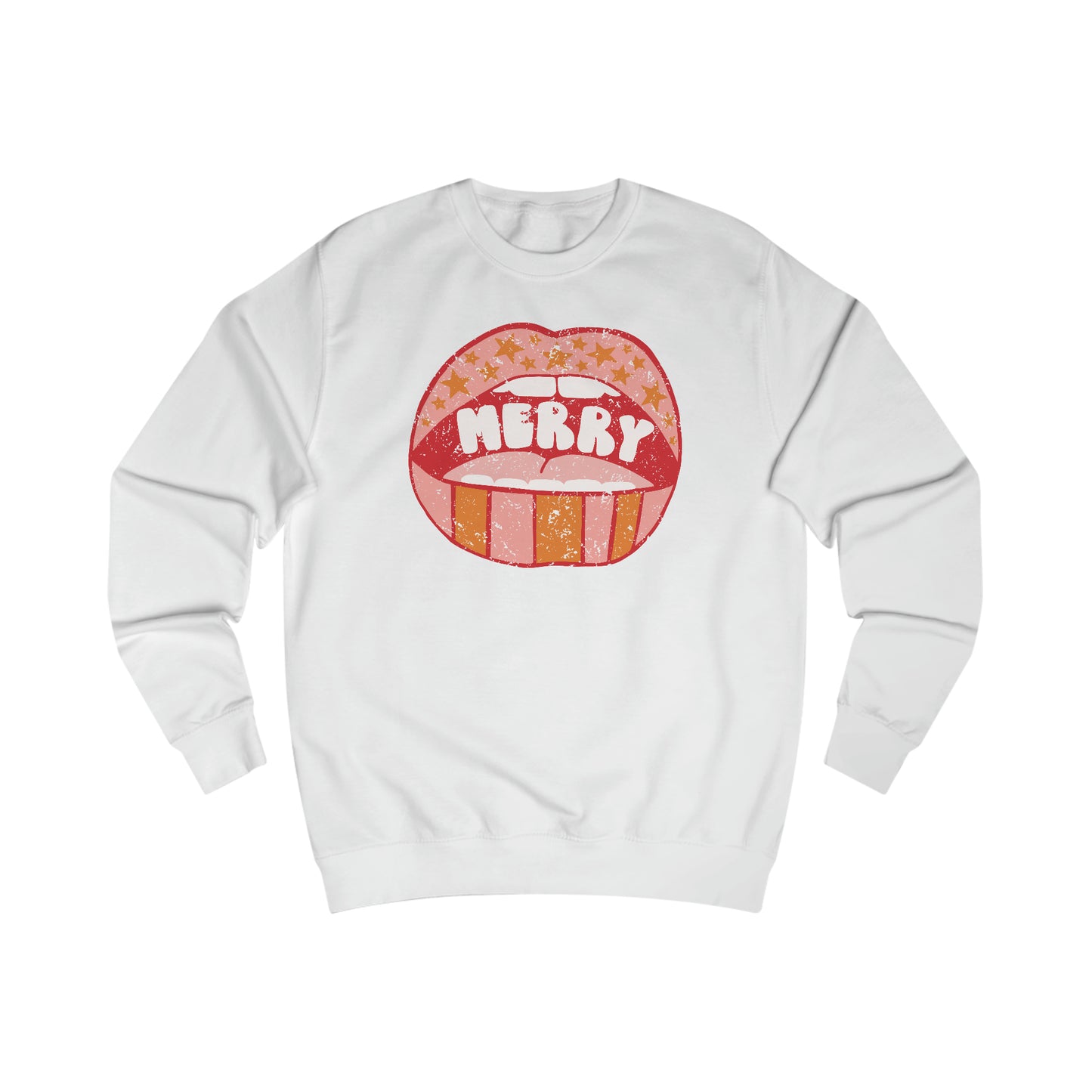 Distressed Merry Lips Unisex Heavy Blend™ Crewneck Sweatshirt - Red Print