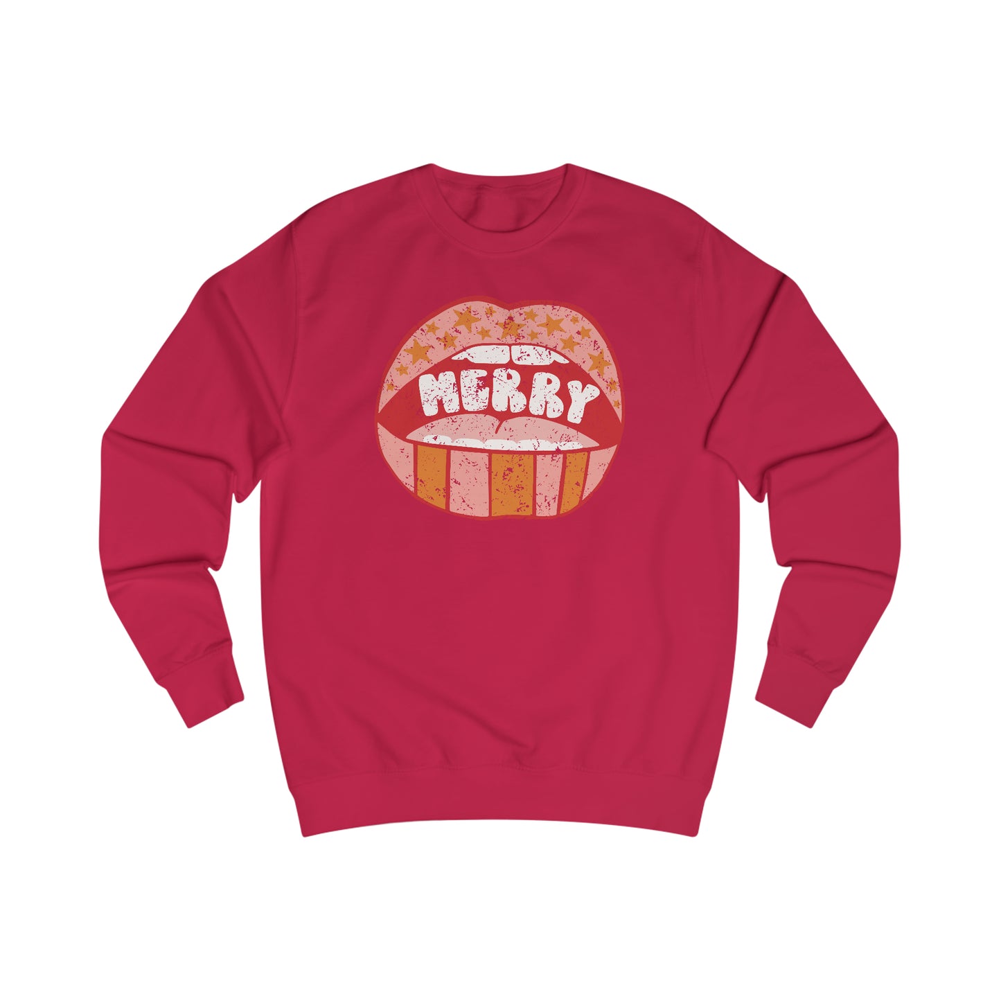 Distressed Merry Lips Unisex Heavy Blend™ Crewneck Sweatshirt - Red Print