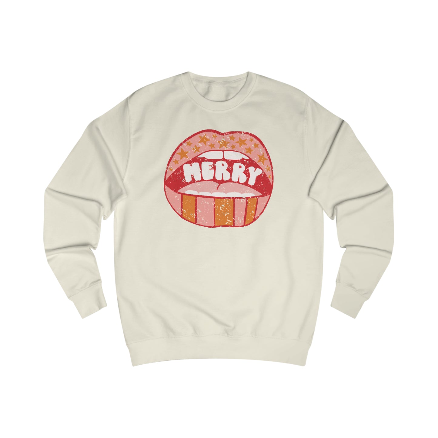 Distressed Merry Lips Unisex Heavy Blend™ Crewneck Sweatshirt - Red Print