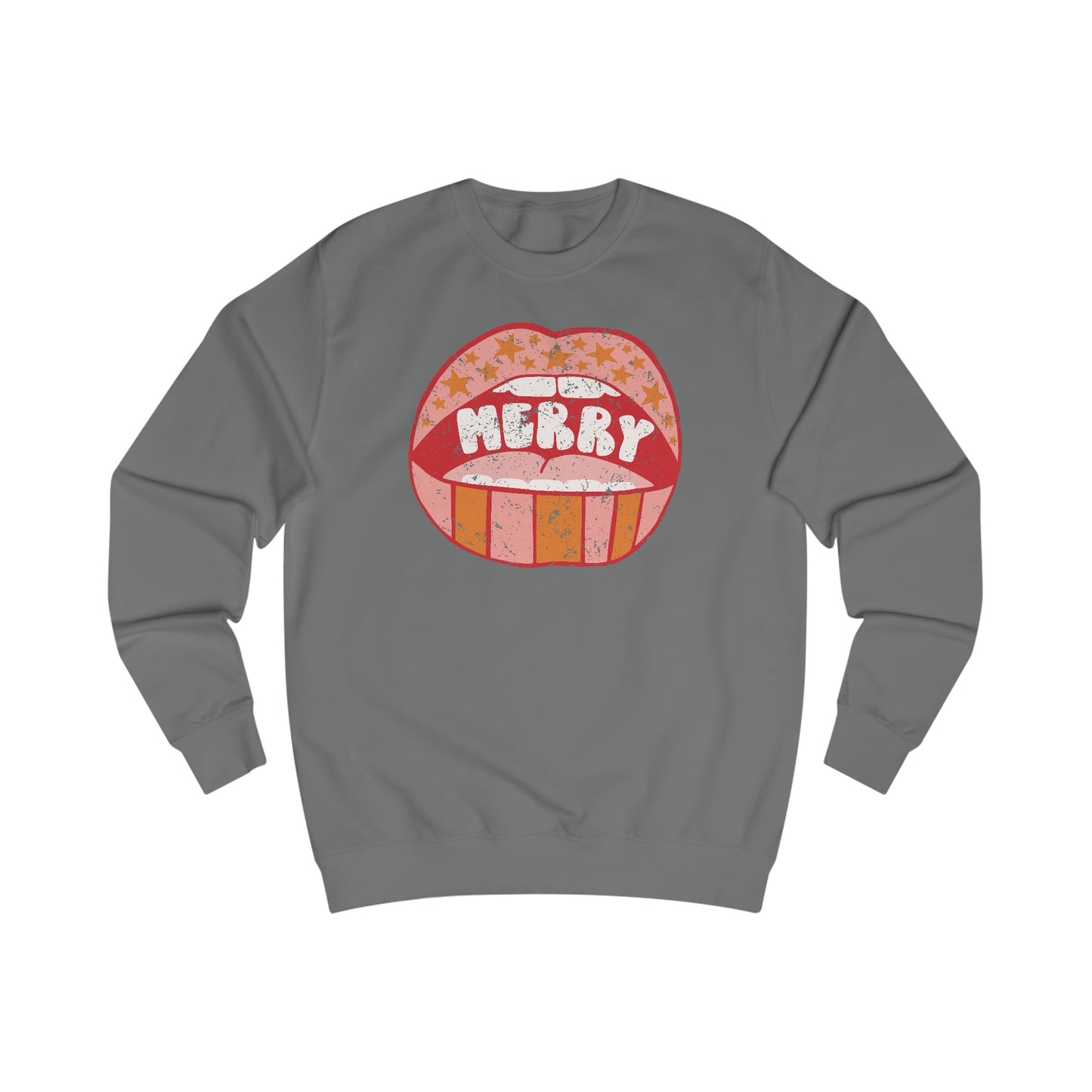 Distressed Merry Lips Unisex Heavy Blend™ Crewneck Sweatshirt - Red Print