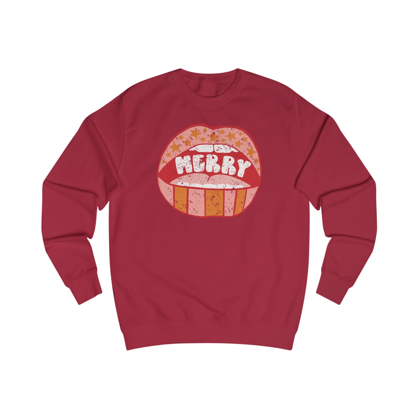 Distressed Merry Lips Unisex Heavy Blend™ Crewneck Sweatshirt - Red Print