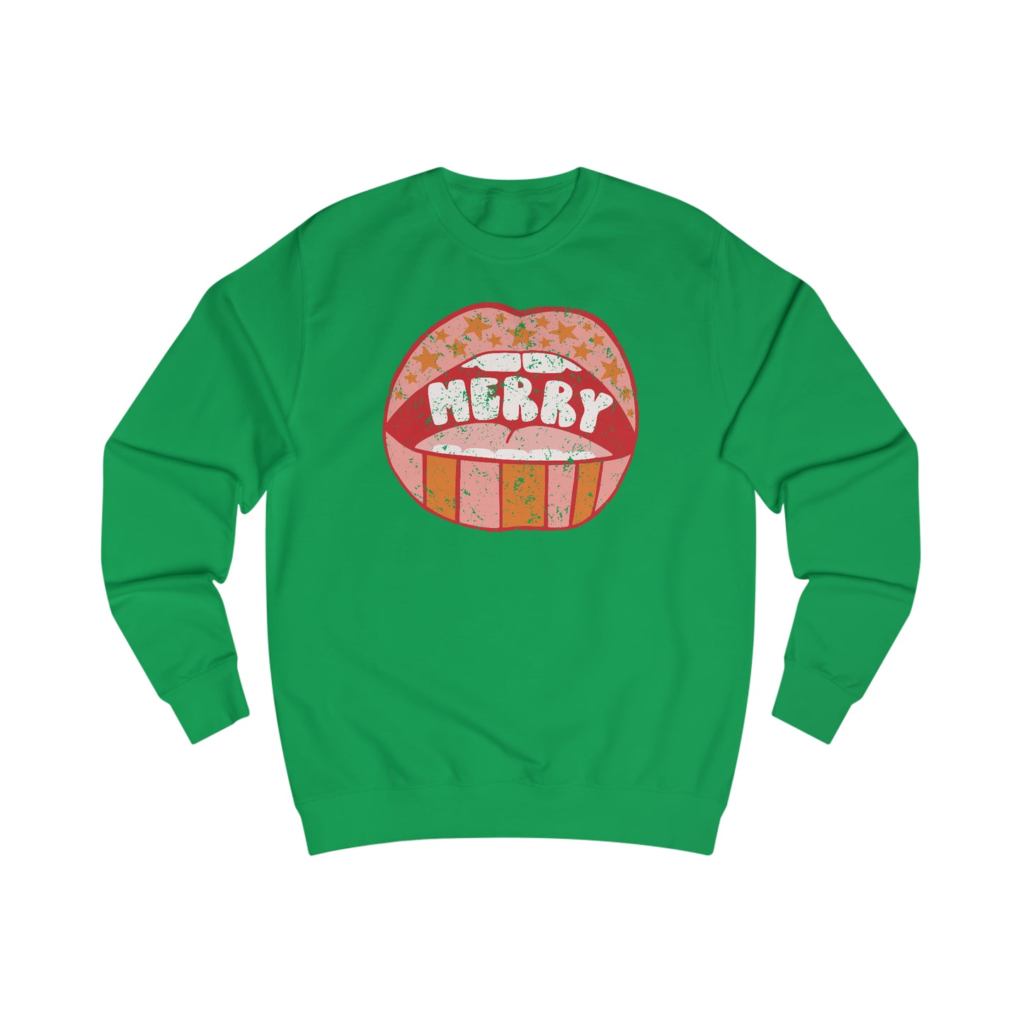 Distressed Merry Lips Unisex Heavy Blend™ Crewneck Sweatshirt - Red Print