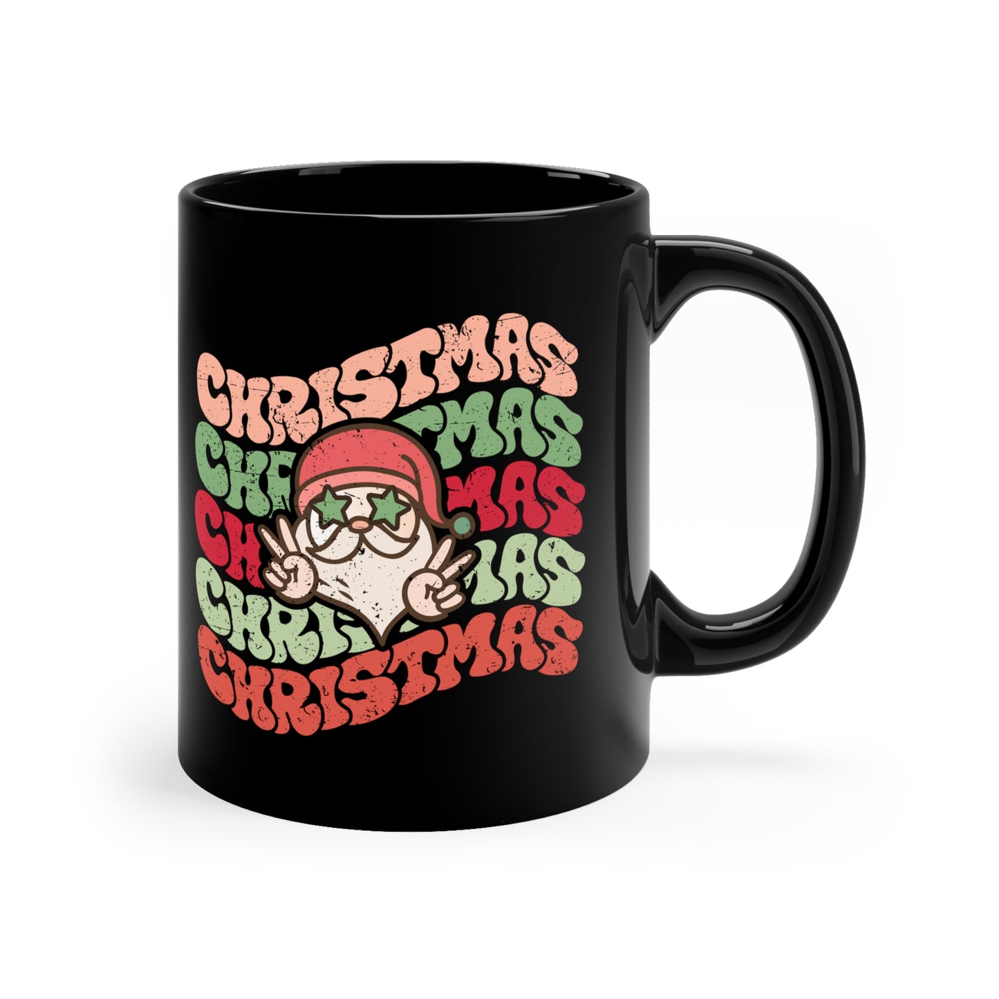 Rustic Christmas Christmas Christmas Santa 11oz Black Mug