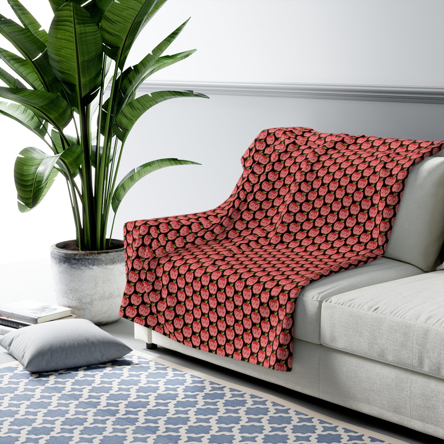 Red Apple Teach Pattern Design Sherpa Fleece Blanket