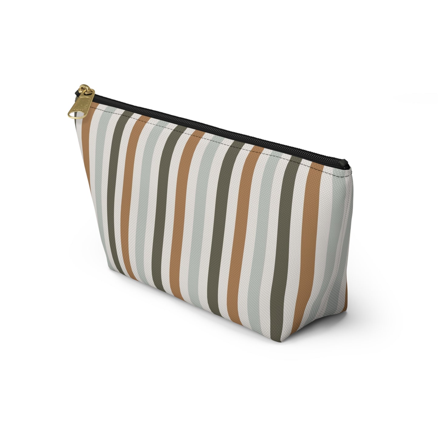 Fall Retro Brown Striped Print Design  Accessory Pouch w T-bottom