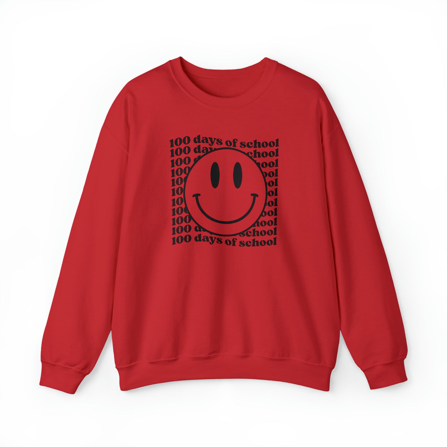 100 Days of School Smiley Face Heavyweight Crewneck Sweatshirt