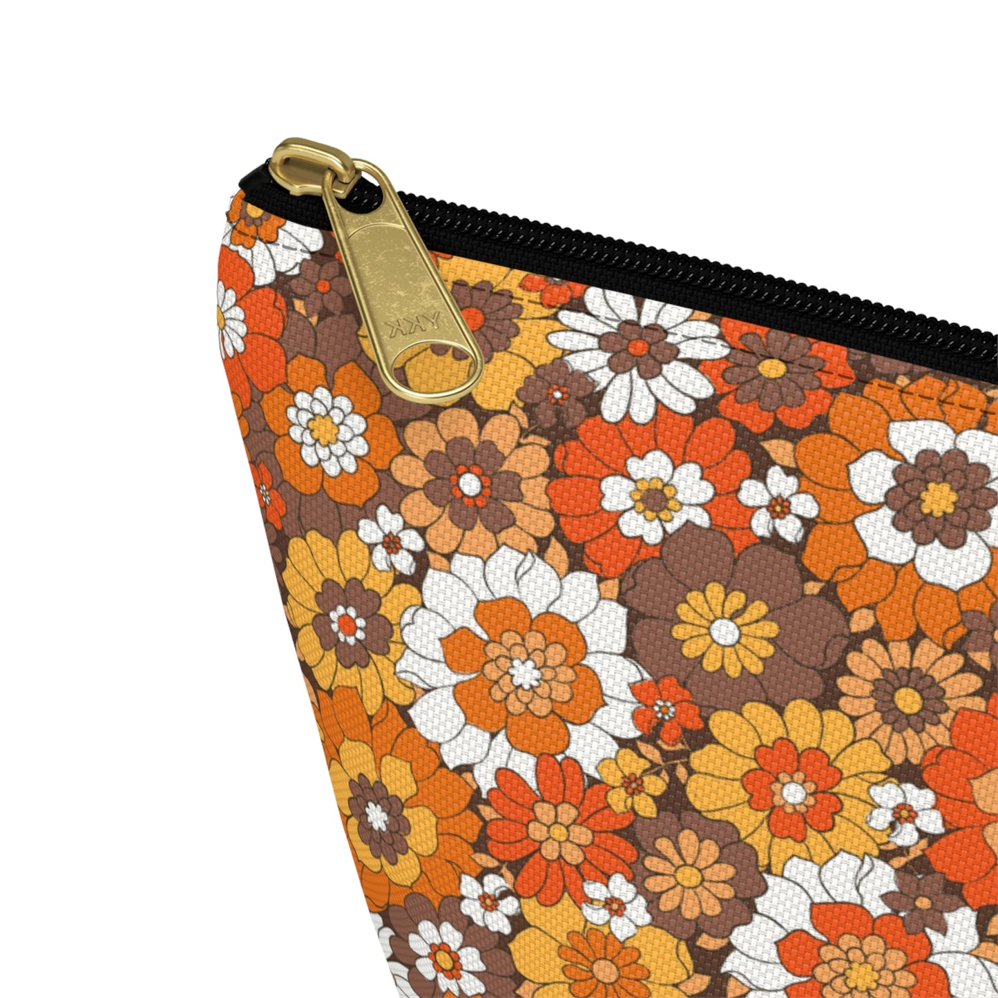 Rustic Retro Floral Print Design  Accessory Pouch w T-bottom