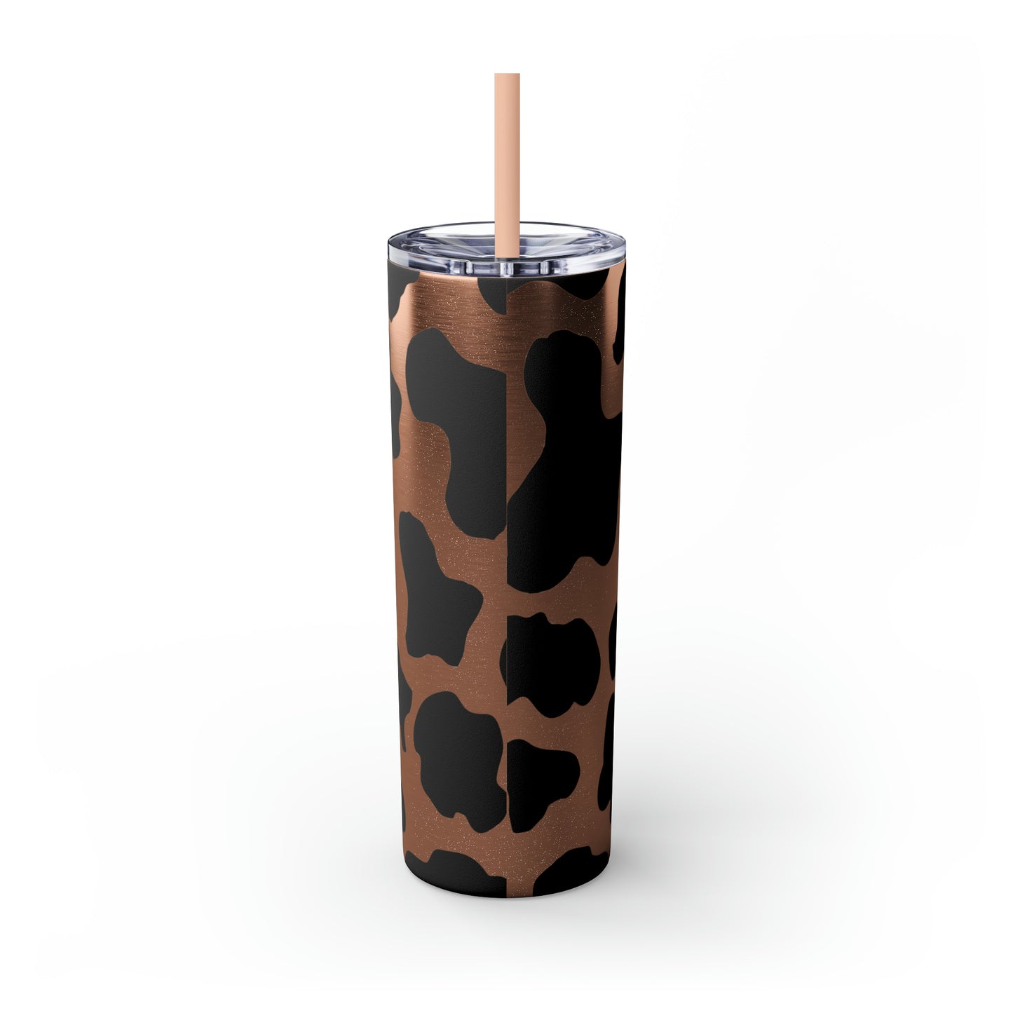Country Cow Print Skinny Tumbler with Straw, 20oz