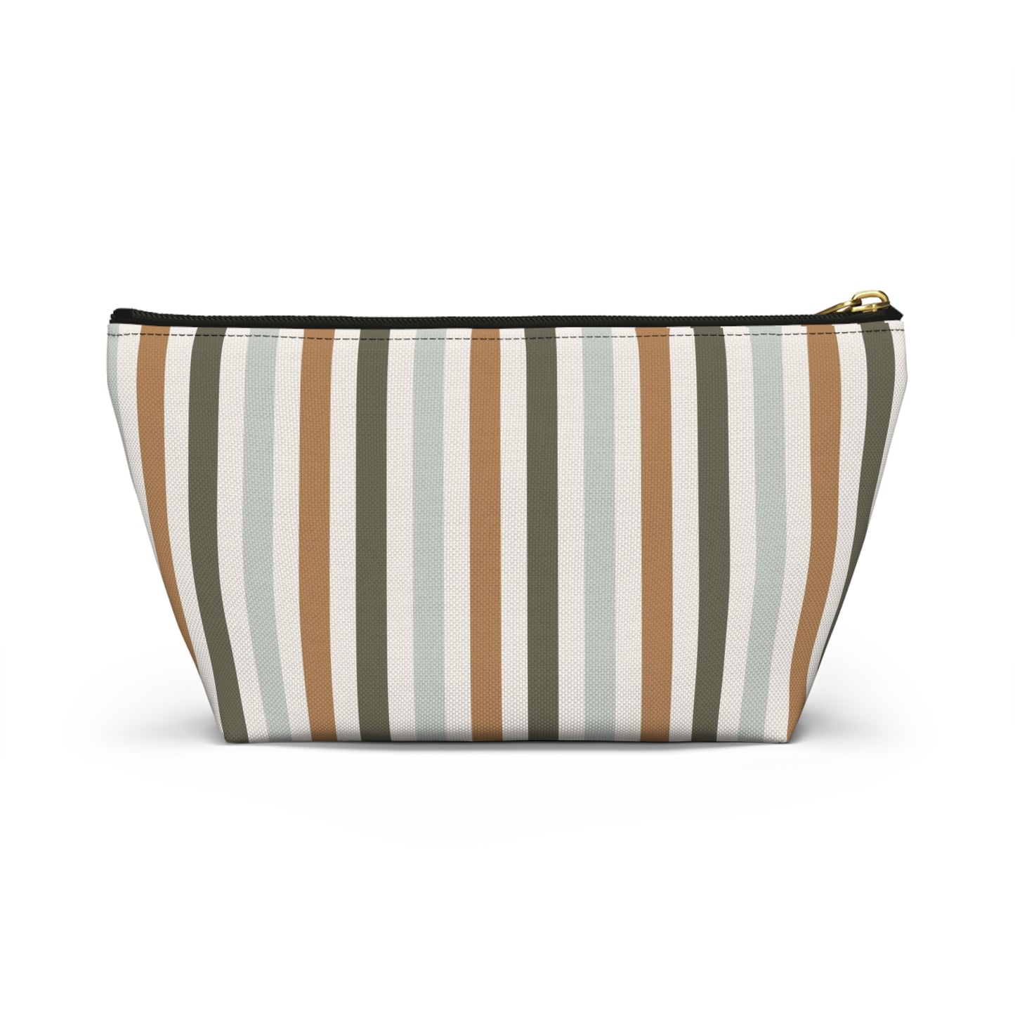 Fall Retro Brown Striped Print Design  Accessory Pouch w T-bottom