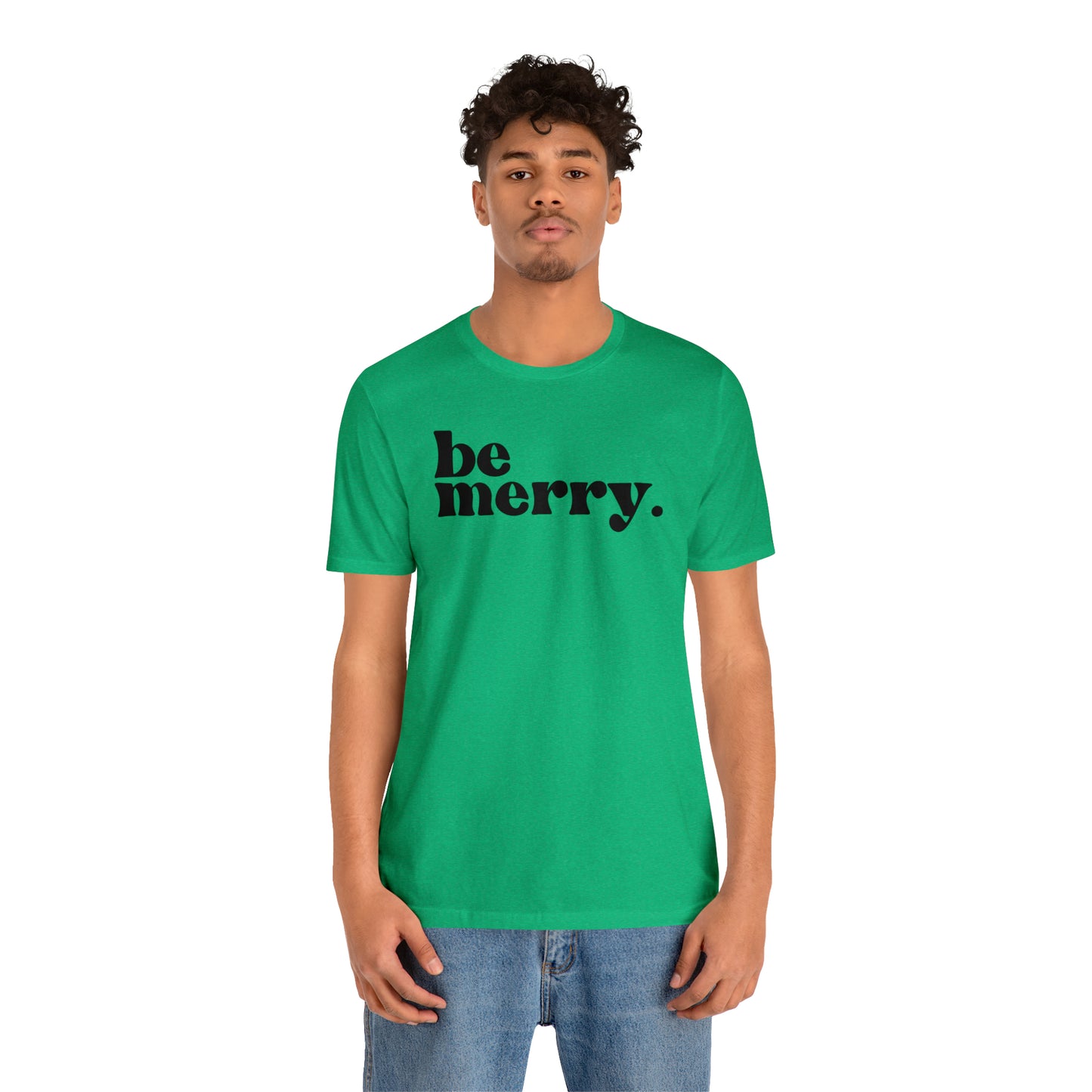 Be Merry Christmas/ Holiday Bella Jersey Short Sleeve Tee (Unisex)