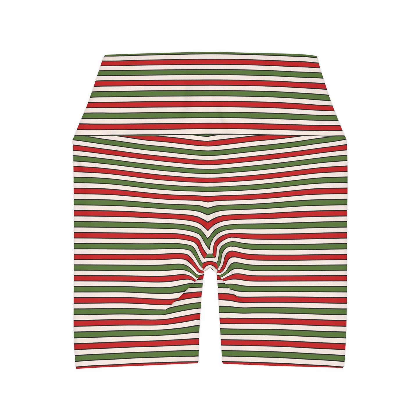 Christmas Stripe Red and Green Yoga Shorts