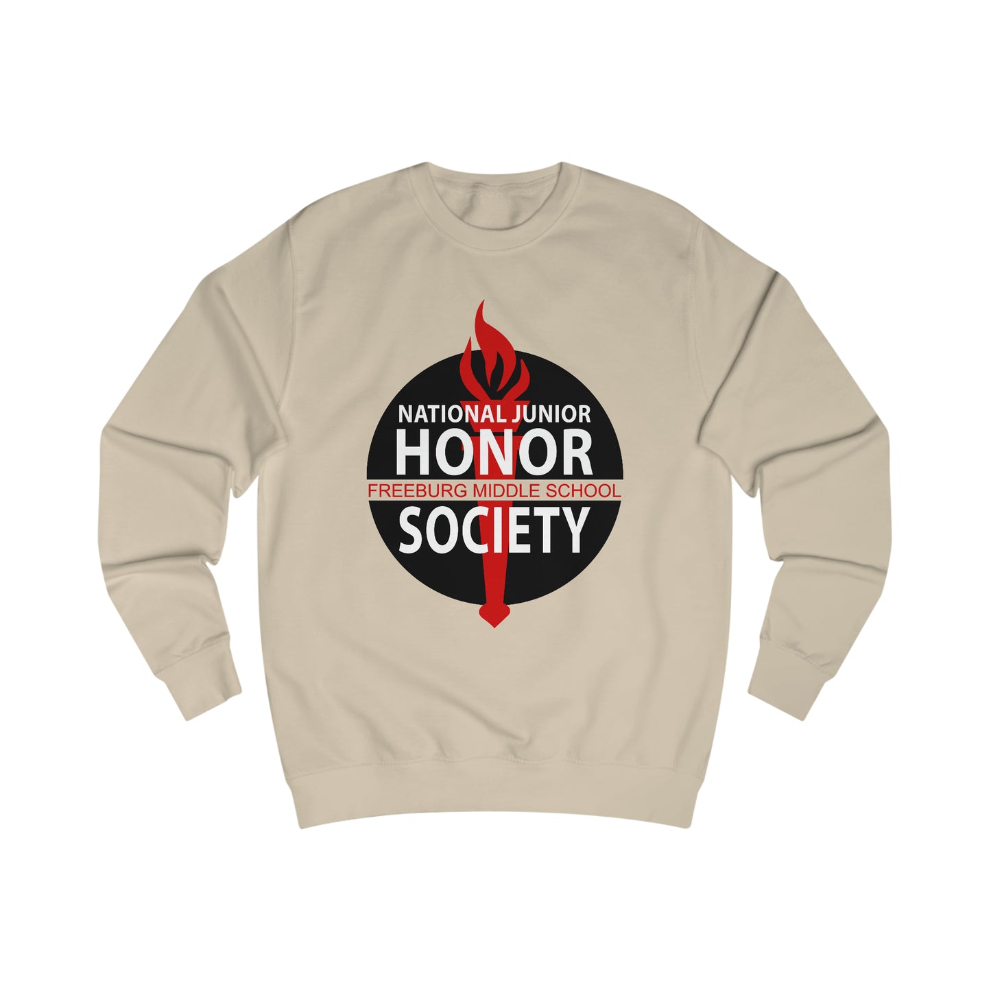 Freeburg Middle School Black Red and White NJHS National Junior Honor Society Red Torch Logo Unisex Heavy Blend™ Crewneck Sweatshirt