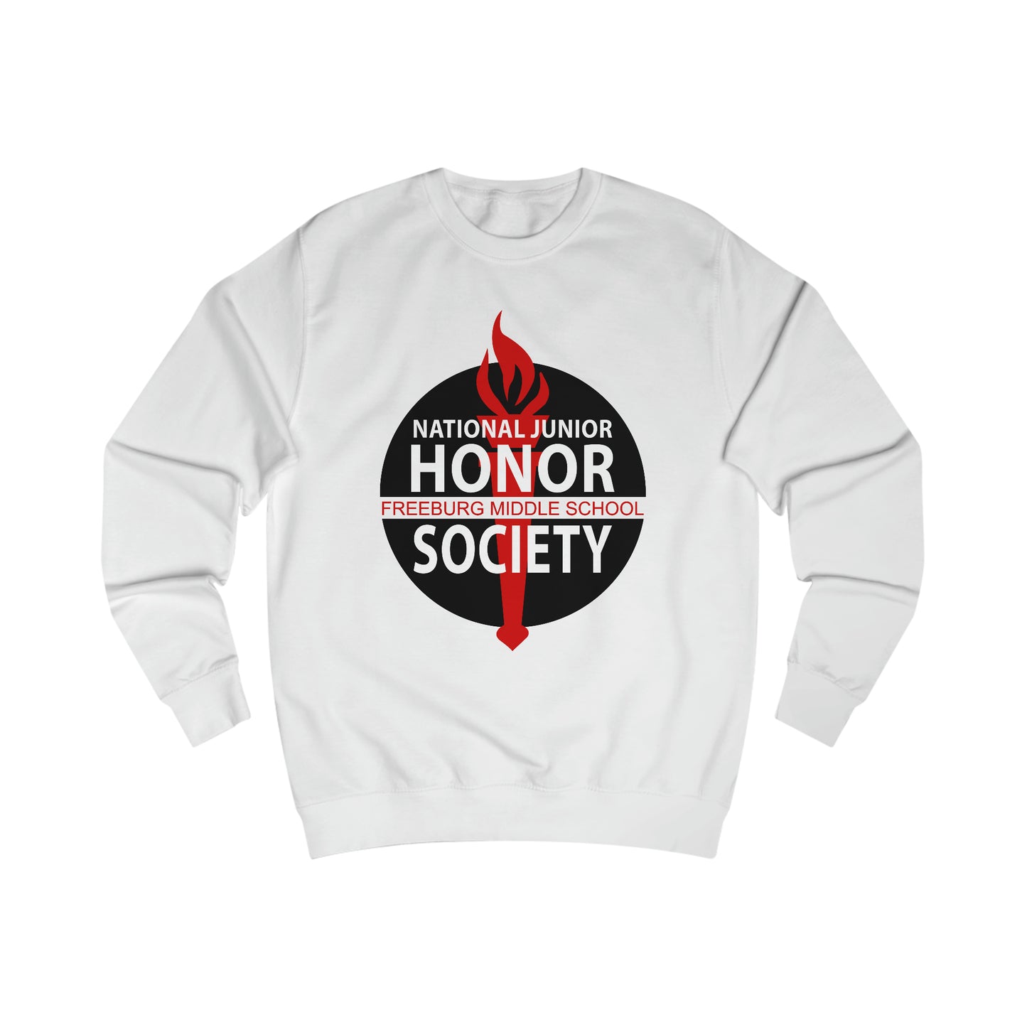 Freeburg Middle School Black Red and White NJHS National Junior Honor Society Red Torch Logo Unisex Heavy Blend™ Crewneck Sweatshirt