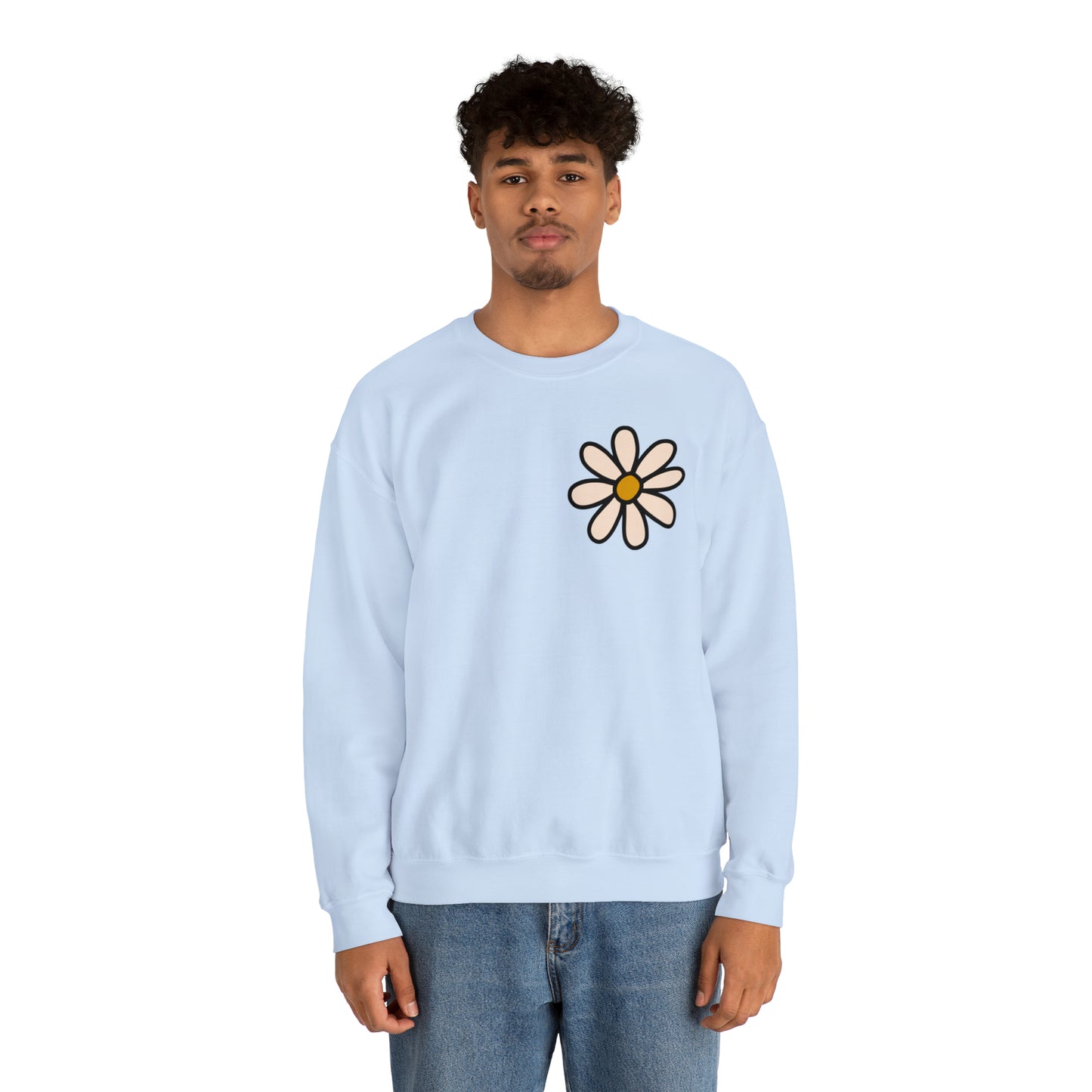 Distressed Daisy Love Like Jesus - Front and Back Design Heavy Blend™ Crewneck Sweatshirt