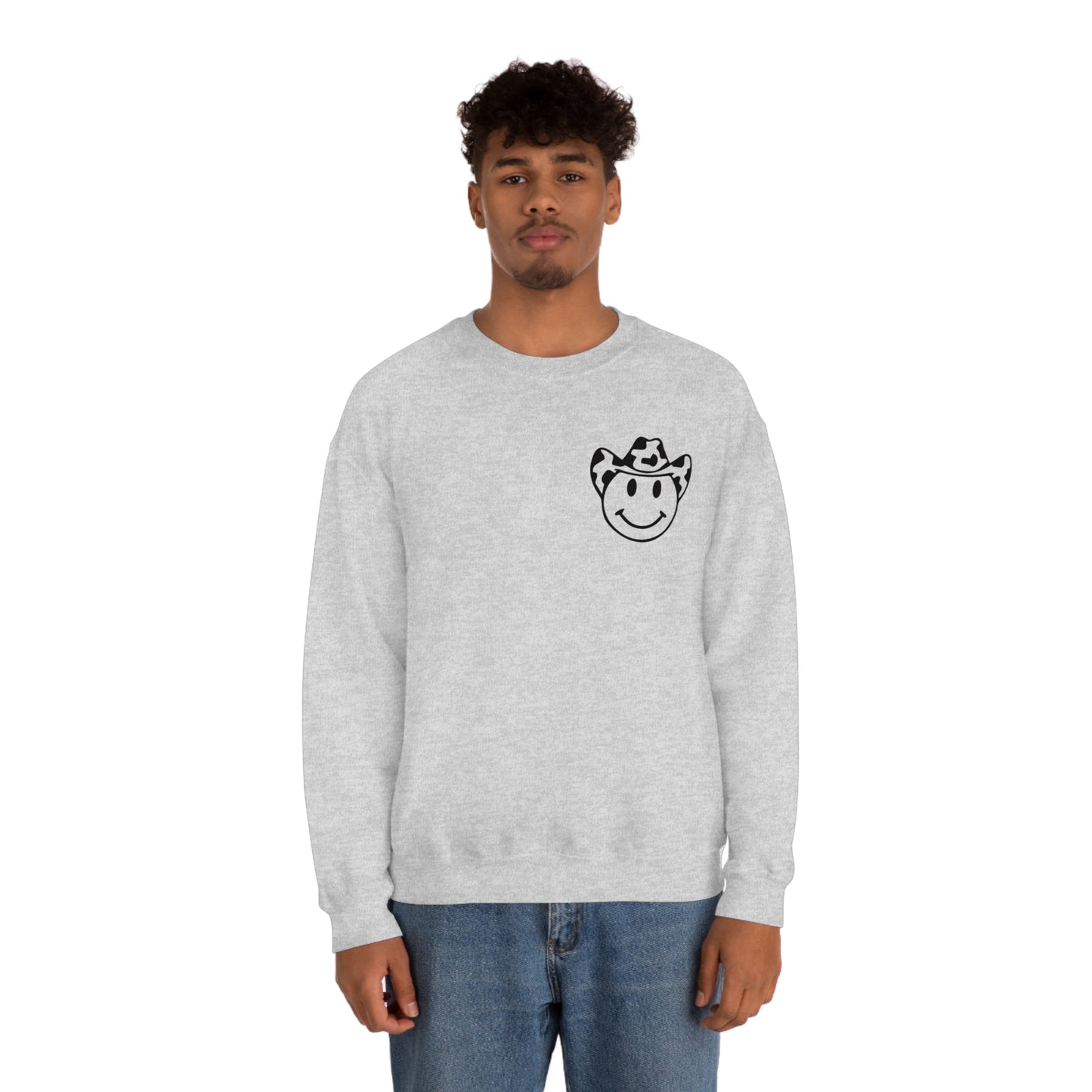 "Smiley Face HOWDY" (Front and Back Design) - Unisex Heavy Blend™ Crewneck Sweatshirt