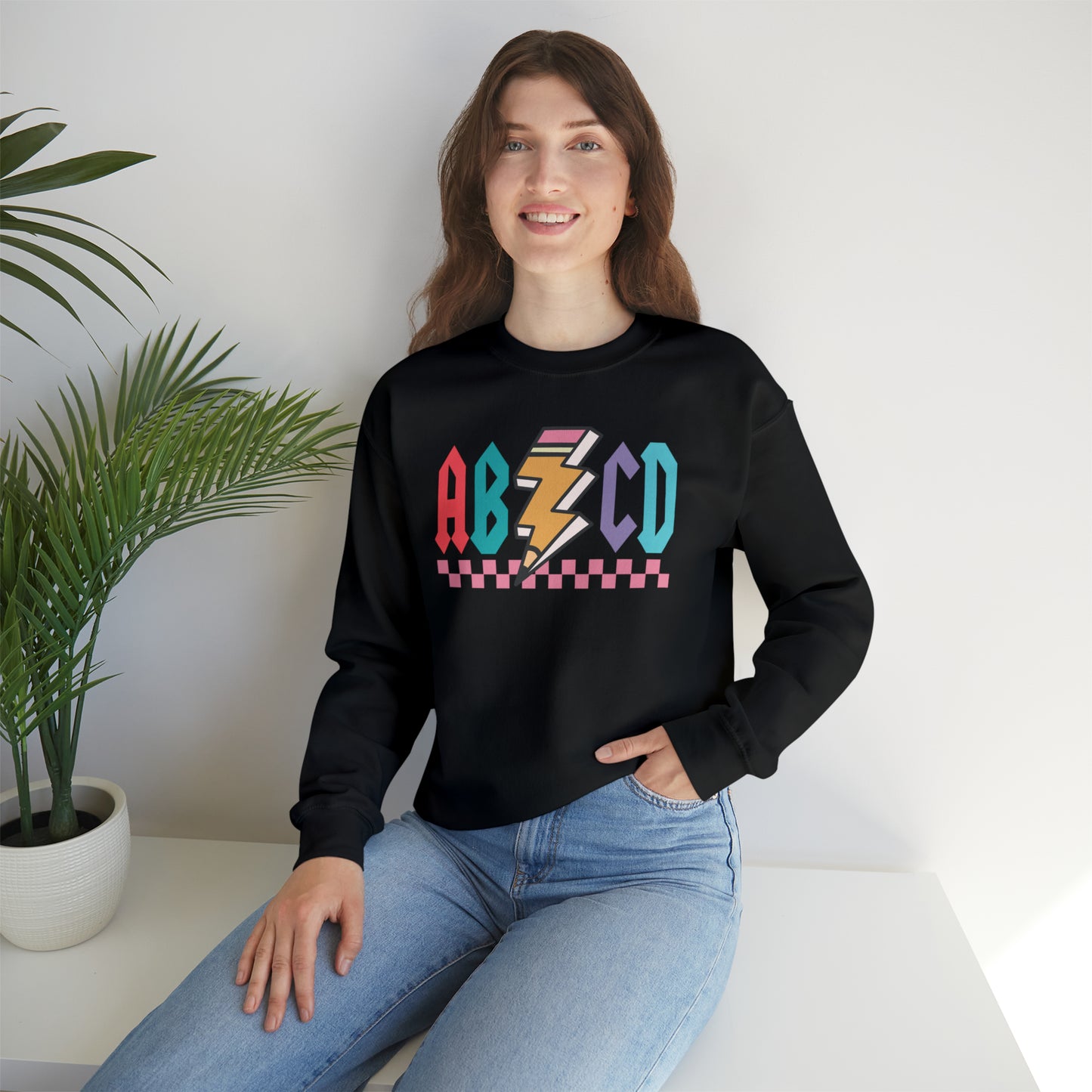 Vintage ABCD Rock and Roll Teacher Heavy Blend™ Crewneck Sweatshirt