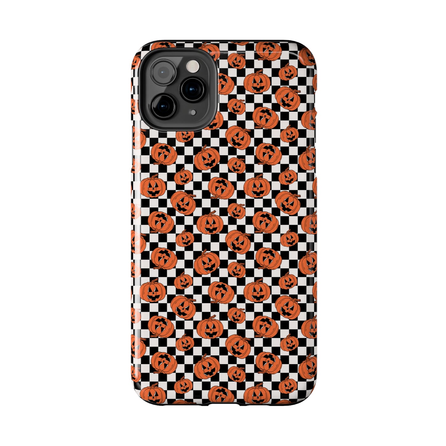 Pumpkin / Jack-O-Lantern Checkerboard Halloween/ Fall Patterned Tough Phone Cases
