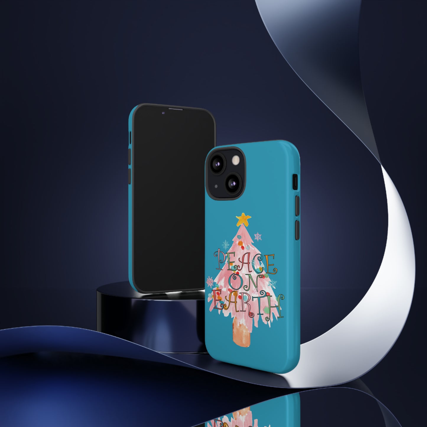 Peace on Earth Christmas/ Holiday Apple iPhone Tough Cases - Turquoise