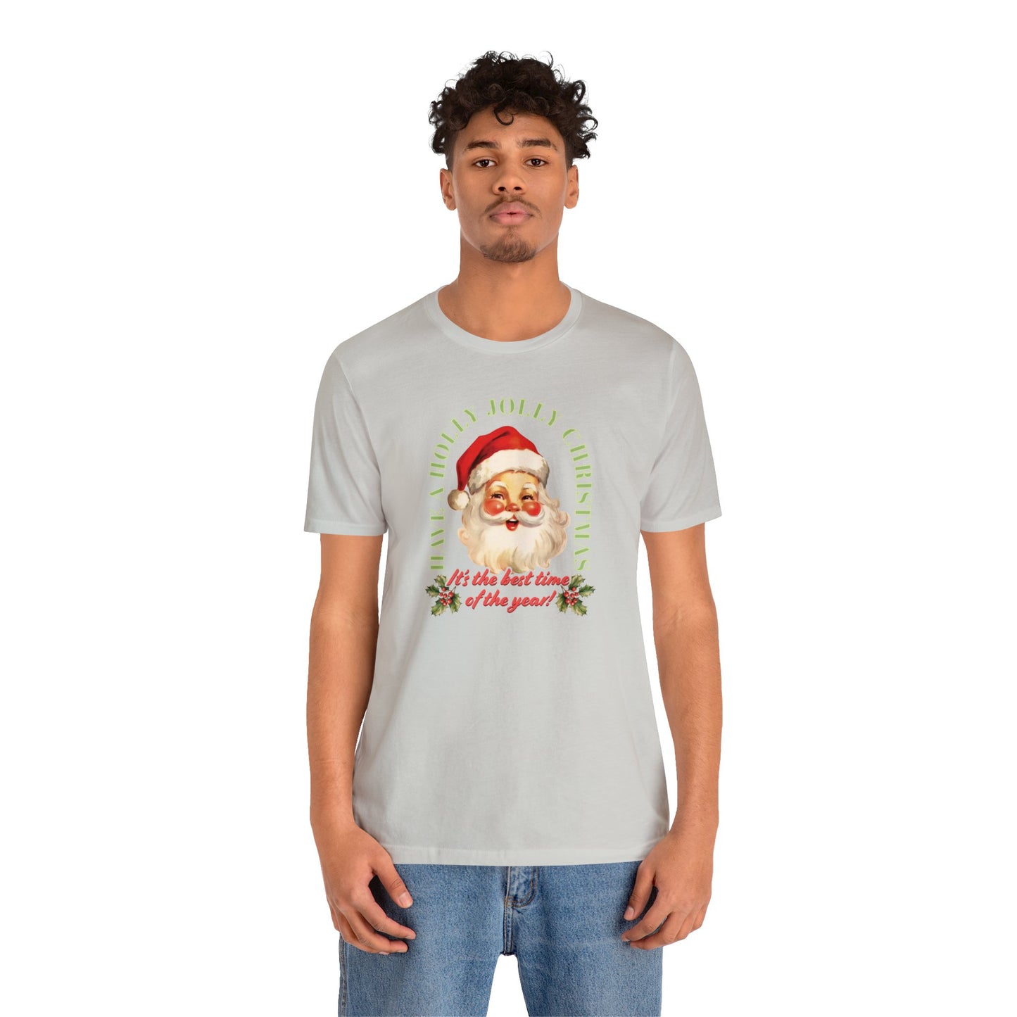 Have a Holly Jolly Christmas Arched Classic Santa Bella Jersey Short Sleeve Tee (Unisex)