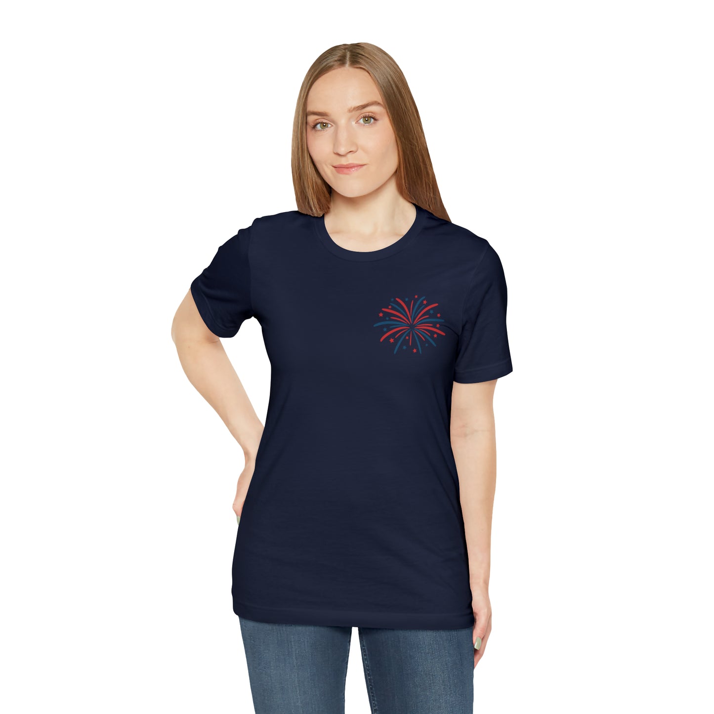 "Land of the Free Because of the Brave" Unisex Jersey Short Sleeve Tee (Front and Back Design)