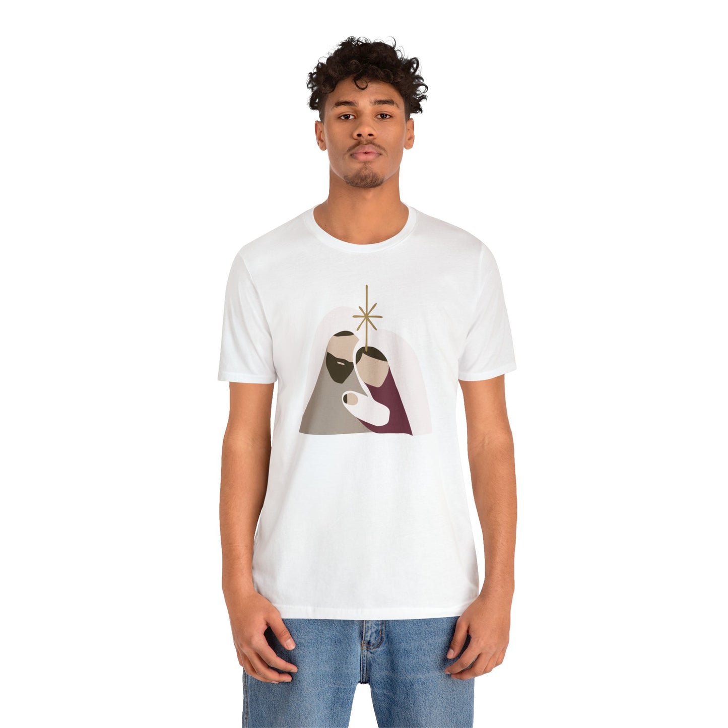 Holy Family Christmas Christian Bella Jersey Short Sleeve Tee (Unisex)
