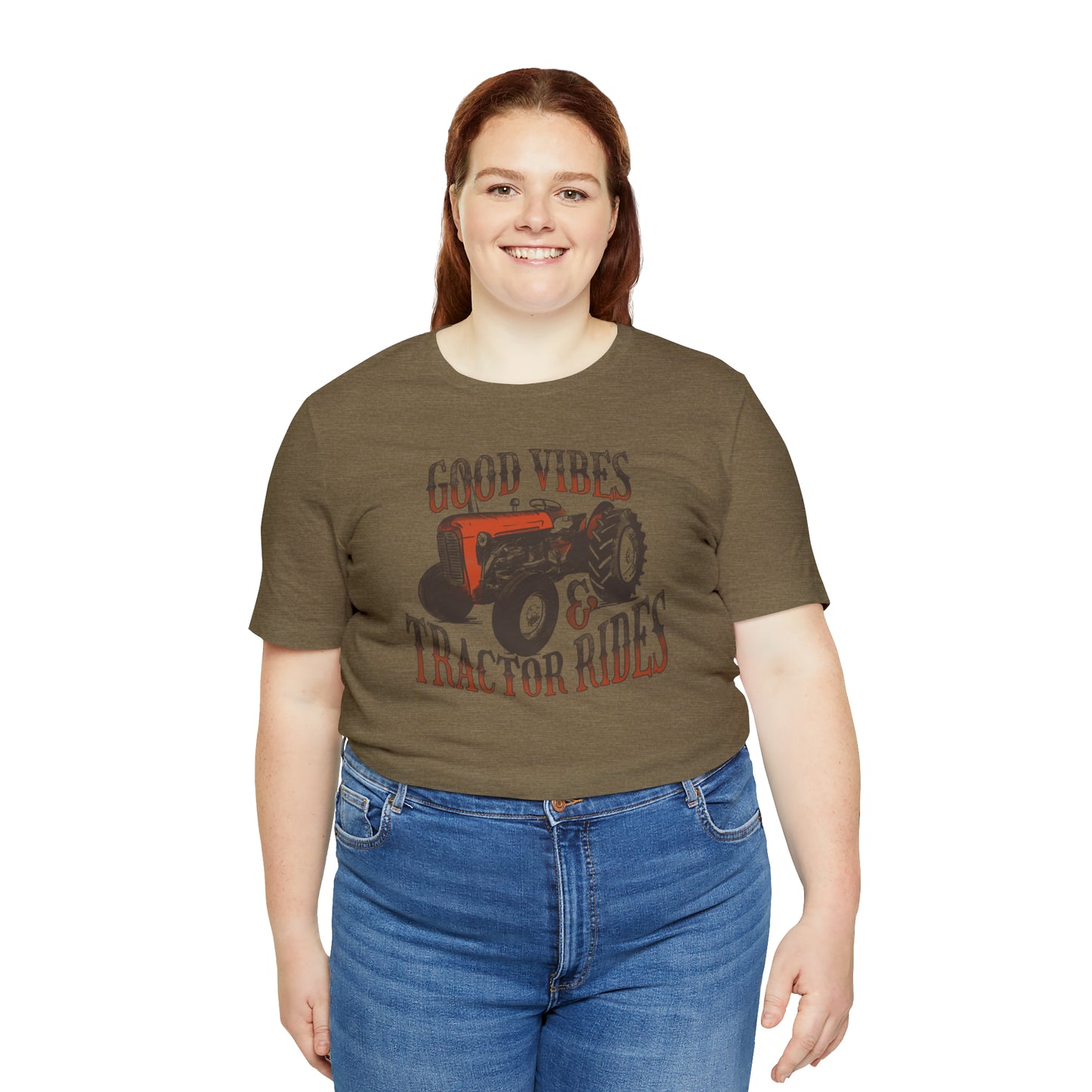 Vintage Good Vibes and Tractors Unisex Jersey Short Sleeve Tee