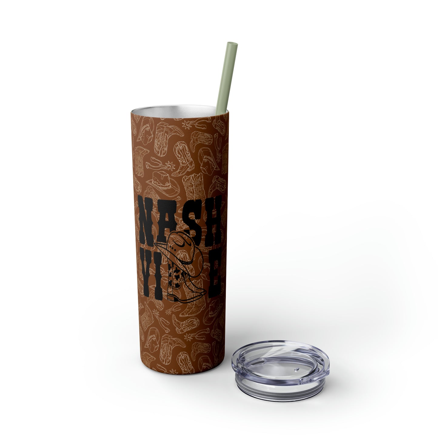 Kick Up the Boots Nashville Themed Skinny Tumbler with Straw, 20oz