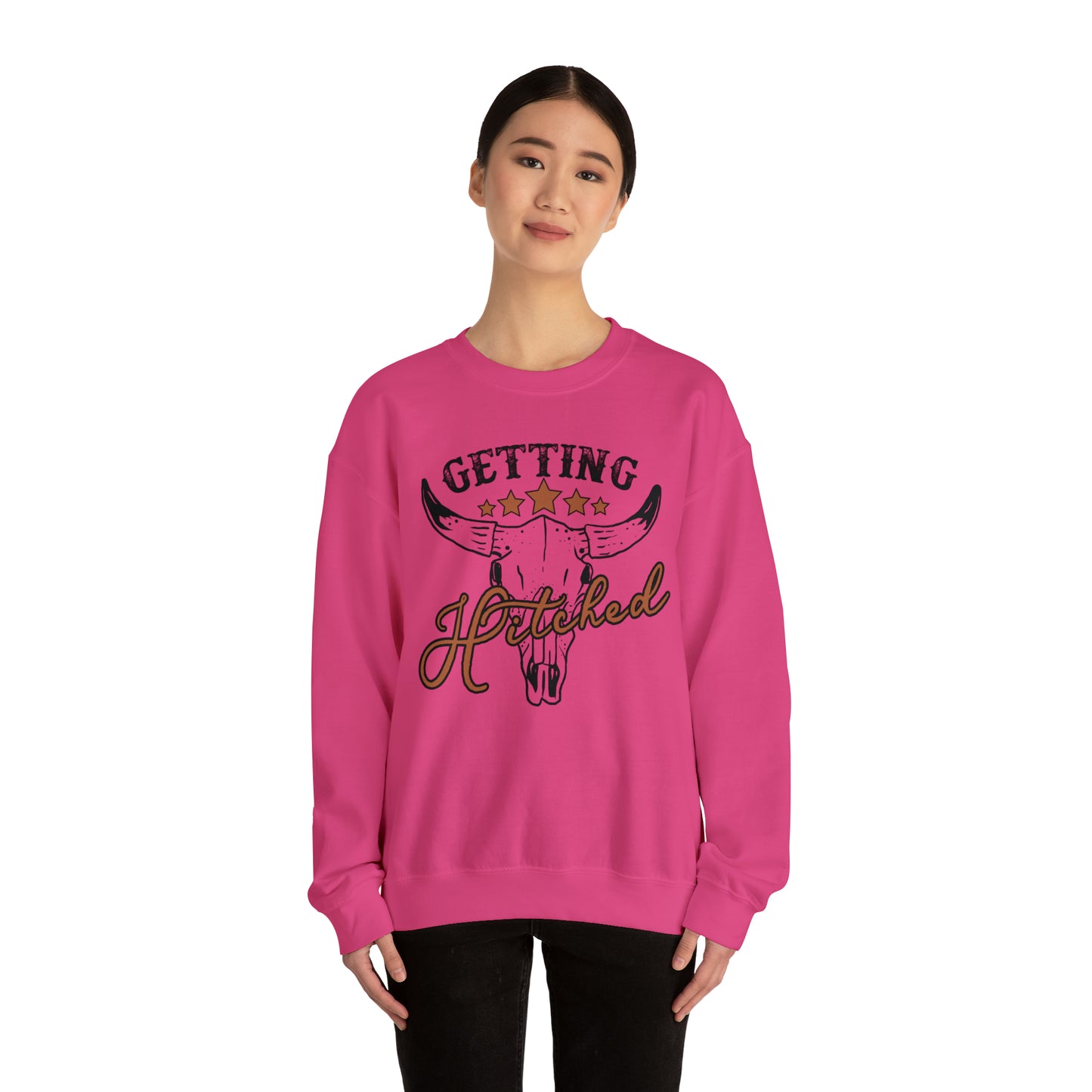 Vintage Getting Hitched Bride Unisex Heavy Blend™ Crewneck Sweatshirt