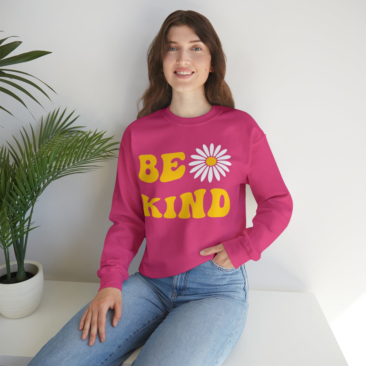 Be Kind Yellow Sunflower Unisex Heavy Blend™ Crewneck Sweatshirt