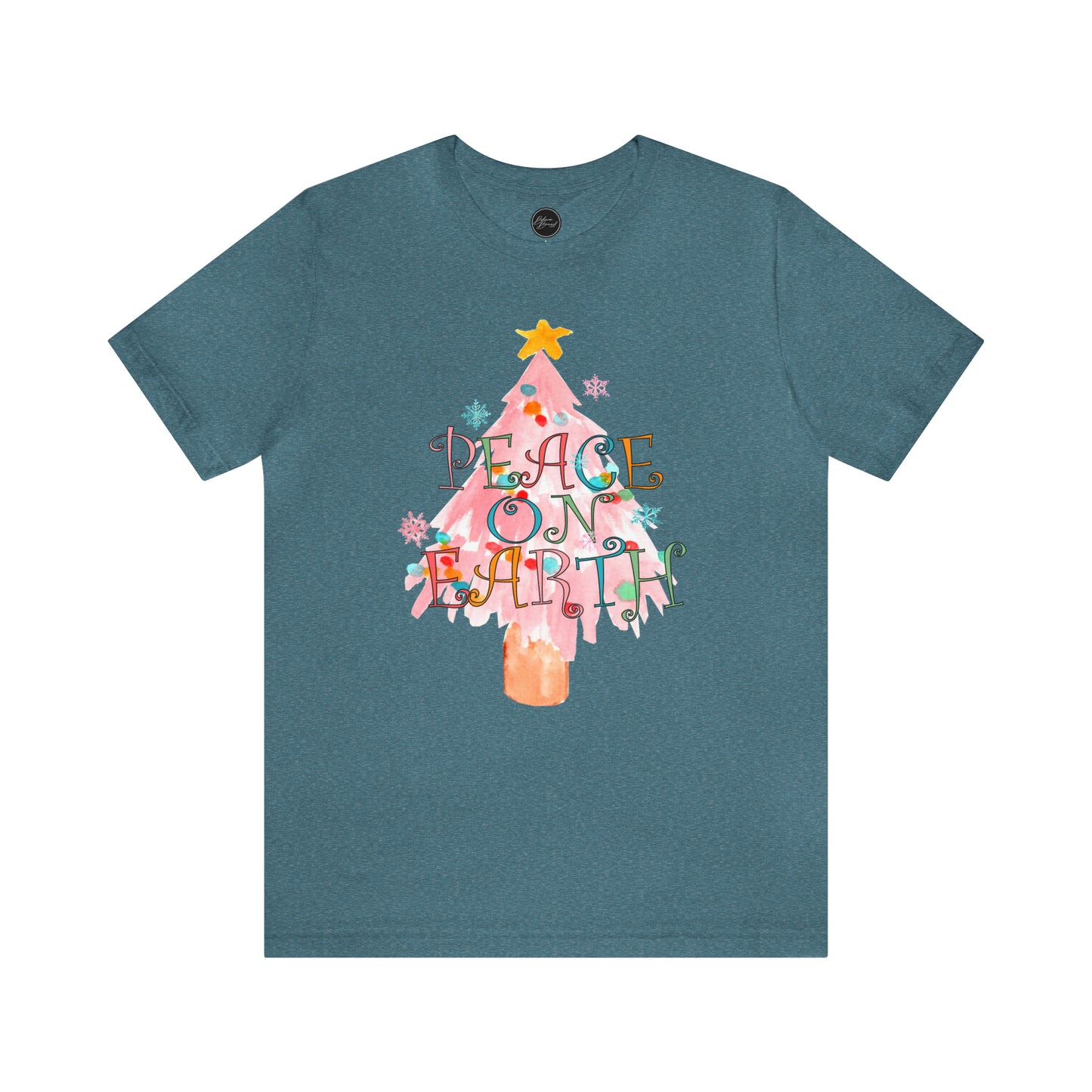 Peace on Earth Christmas/ Holiday Bella Jersey Short Sleeve Tee (Unisex)