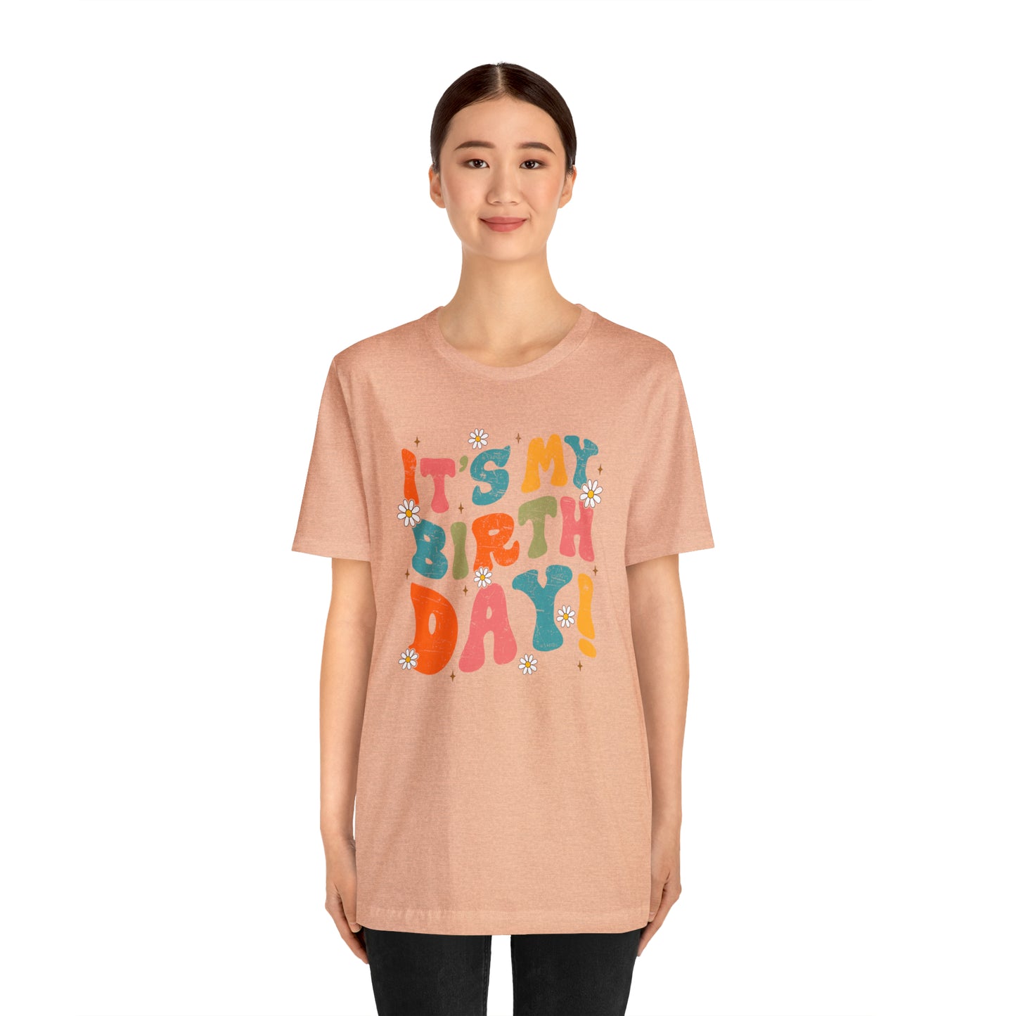 Distressed It's My Birthday Colorful Daisy T-Shirt