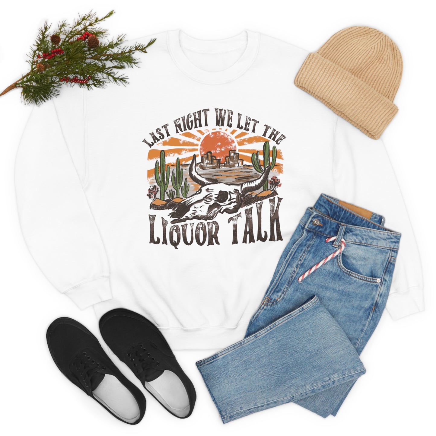 Vintage "Last Night We Let the Liquor Talk" Unisex Heavy Blend™ Crewneck Sweatshirt