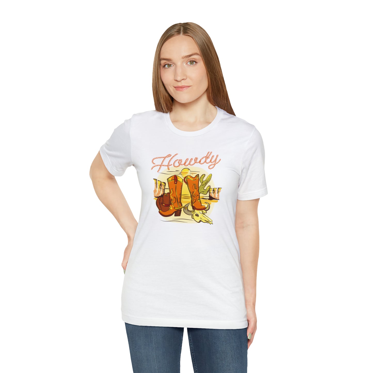 "Rope Howdy with boots" Unisex Jersey Short Sleeve Tee