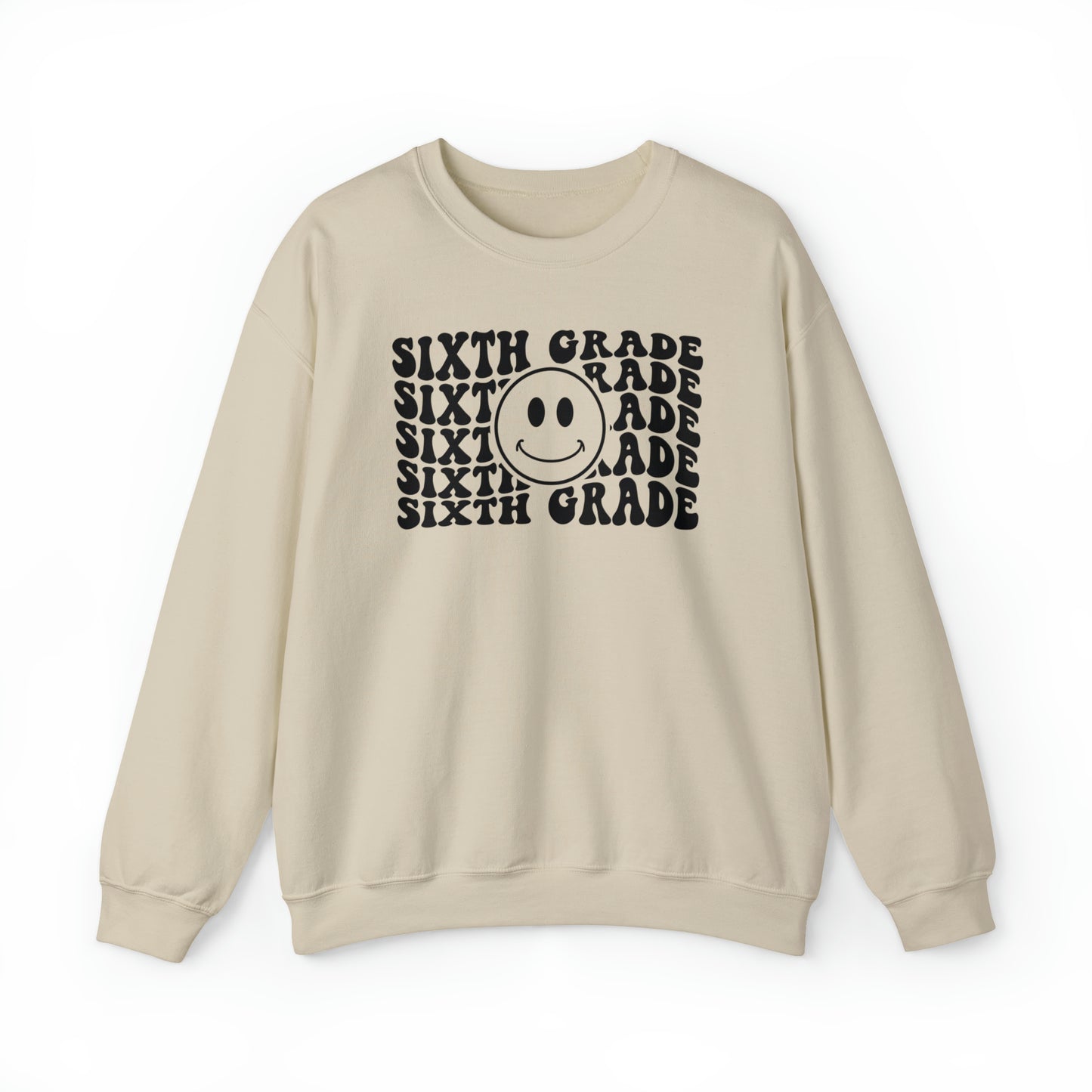6th Grade Smiley Face Black Logo Unisex Heavy Blend™ Crewneck Sweatshirt