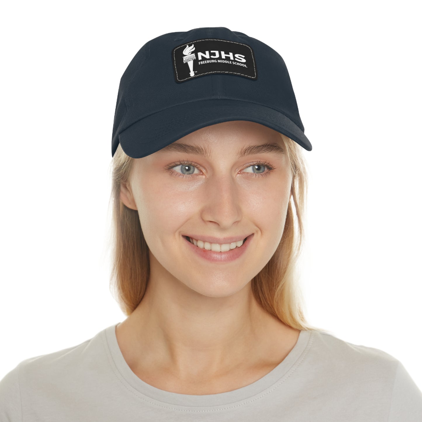 Freeburg Middle School White Torch Hat with Leather Patch